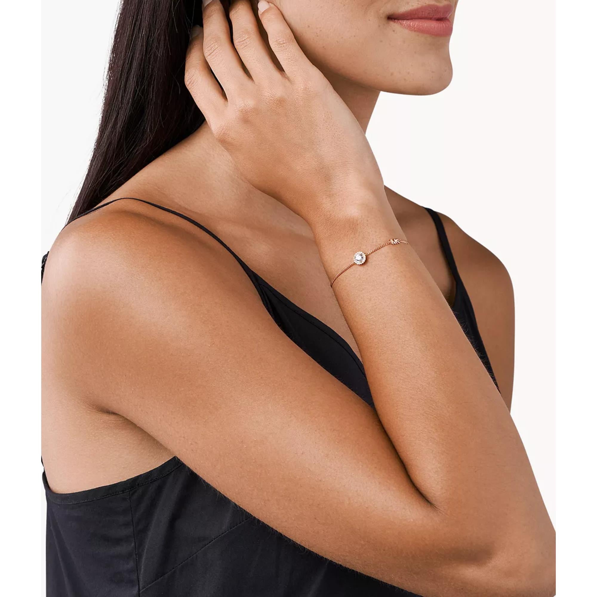 Michael Kors 14k rosévergoldetes Sterlingsilber Halo Slider Damenarmband MKC1206AN791