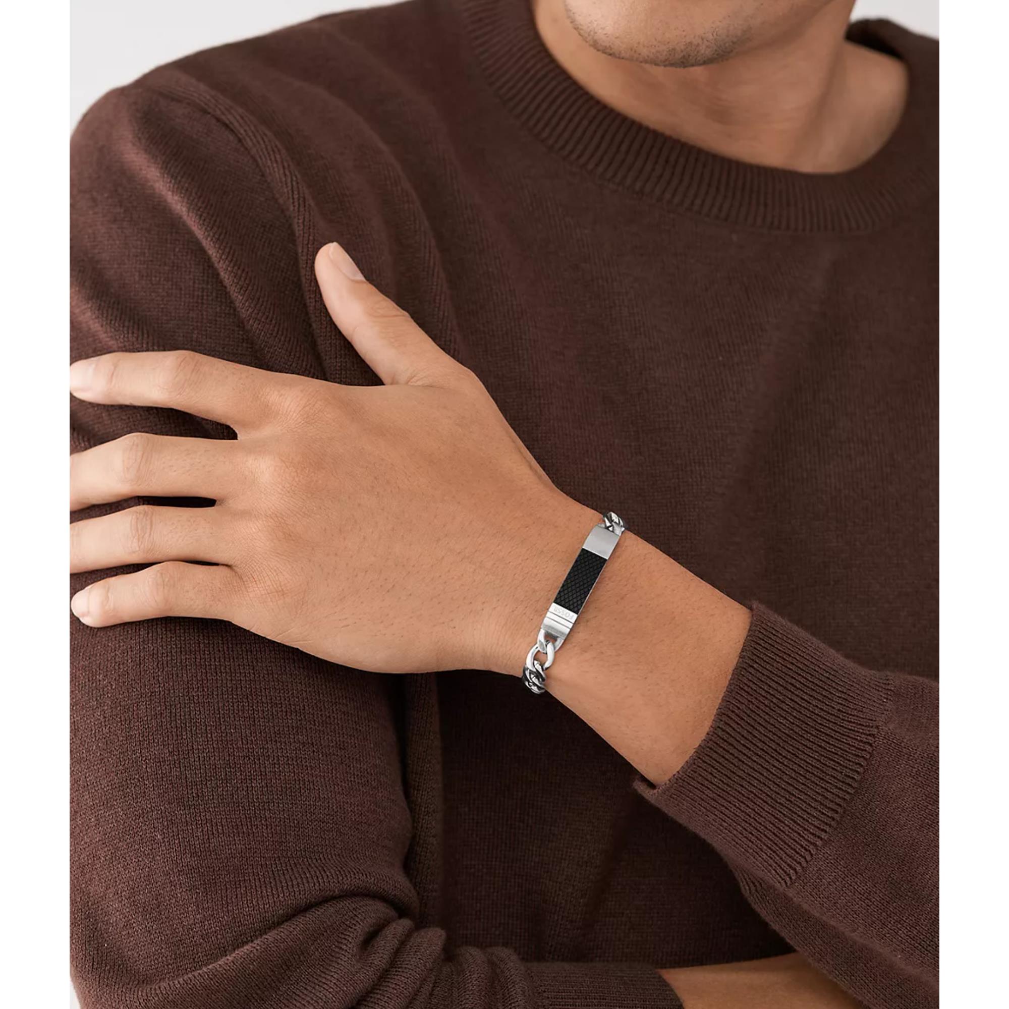 Fossil Textured Plaque Men's Bracelet JF04411040
