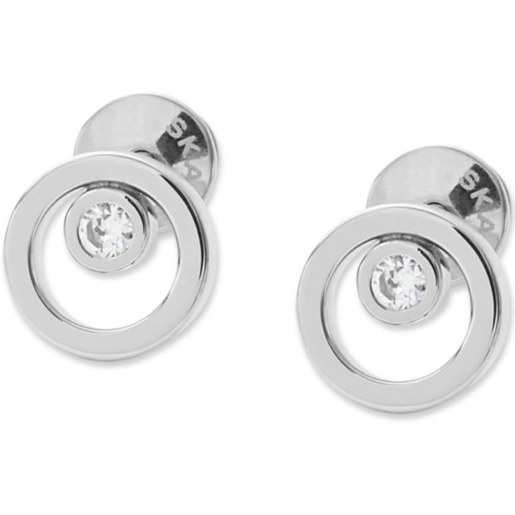 Skagen SKJ0836040 Linje Modern Silver-Tone Circle Stud Womens Earrings