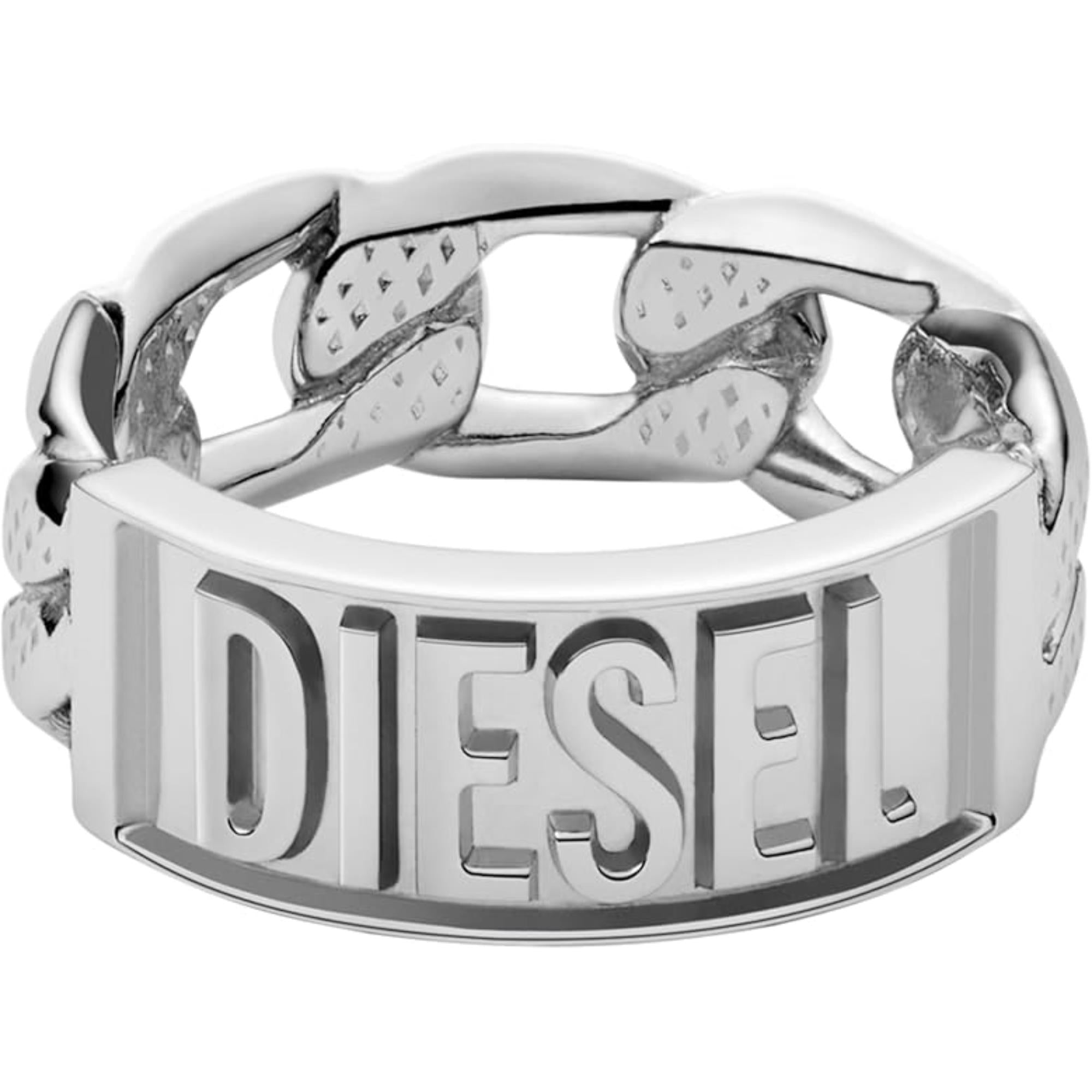 DIESEL Engraved Logo Stainless Steel Ring Silver for Men DX1347040-8