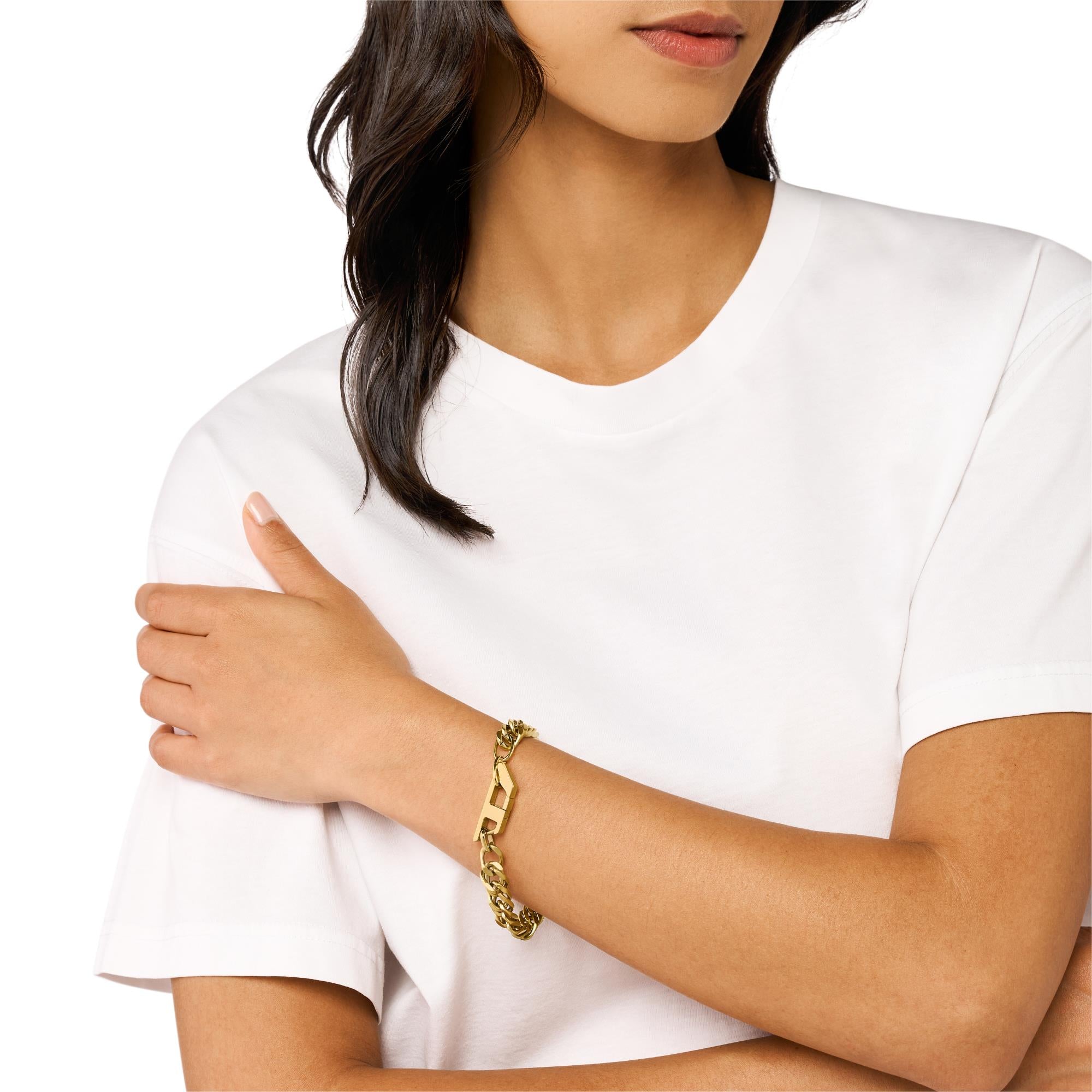 Diesel Matte Gold-Tone Stainless Steel Chain Link Bracelet DX1511710