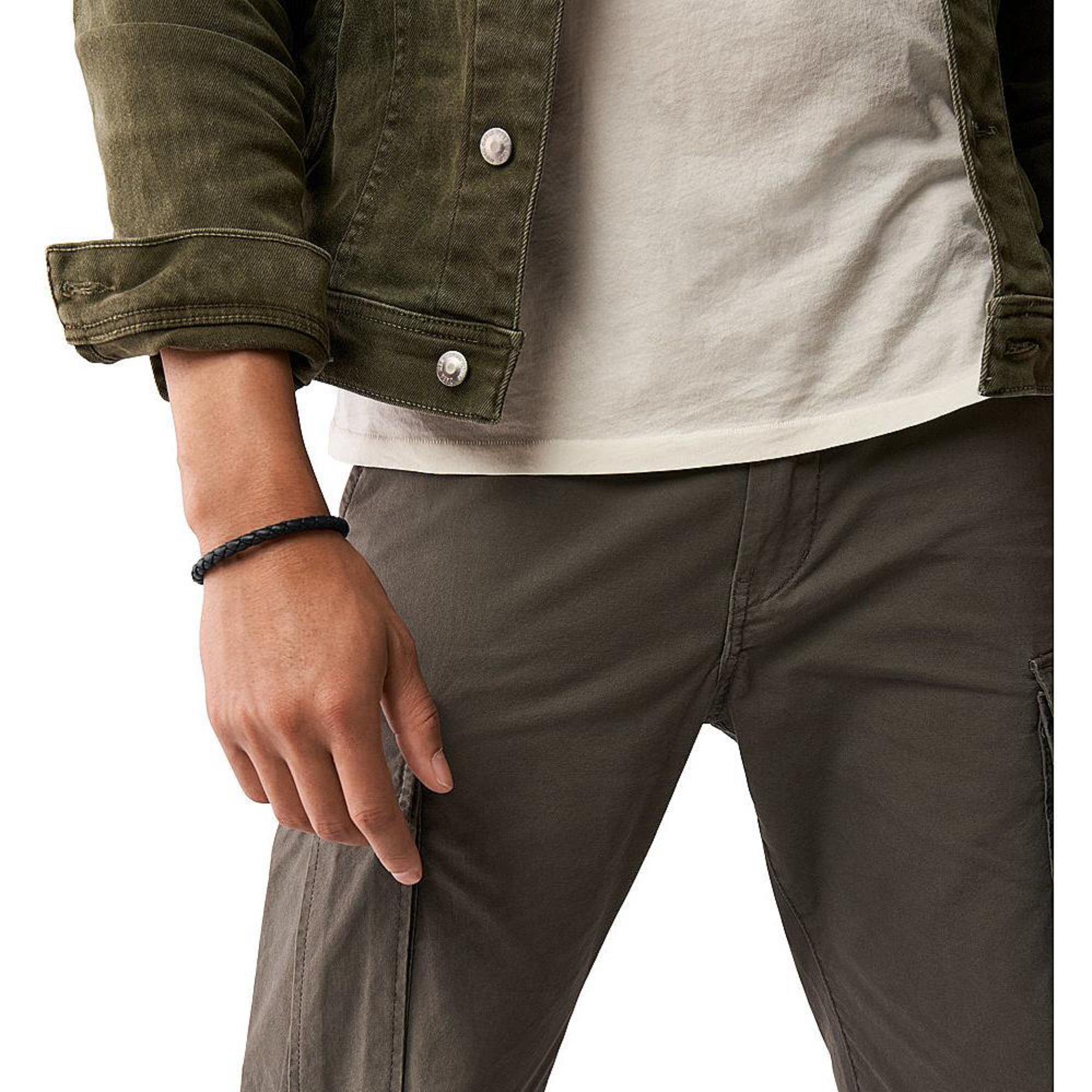 Fossil Vintage Casual Braunes Geflochtenes Lederarmband für Männer JF04089040