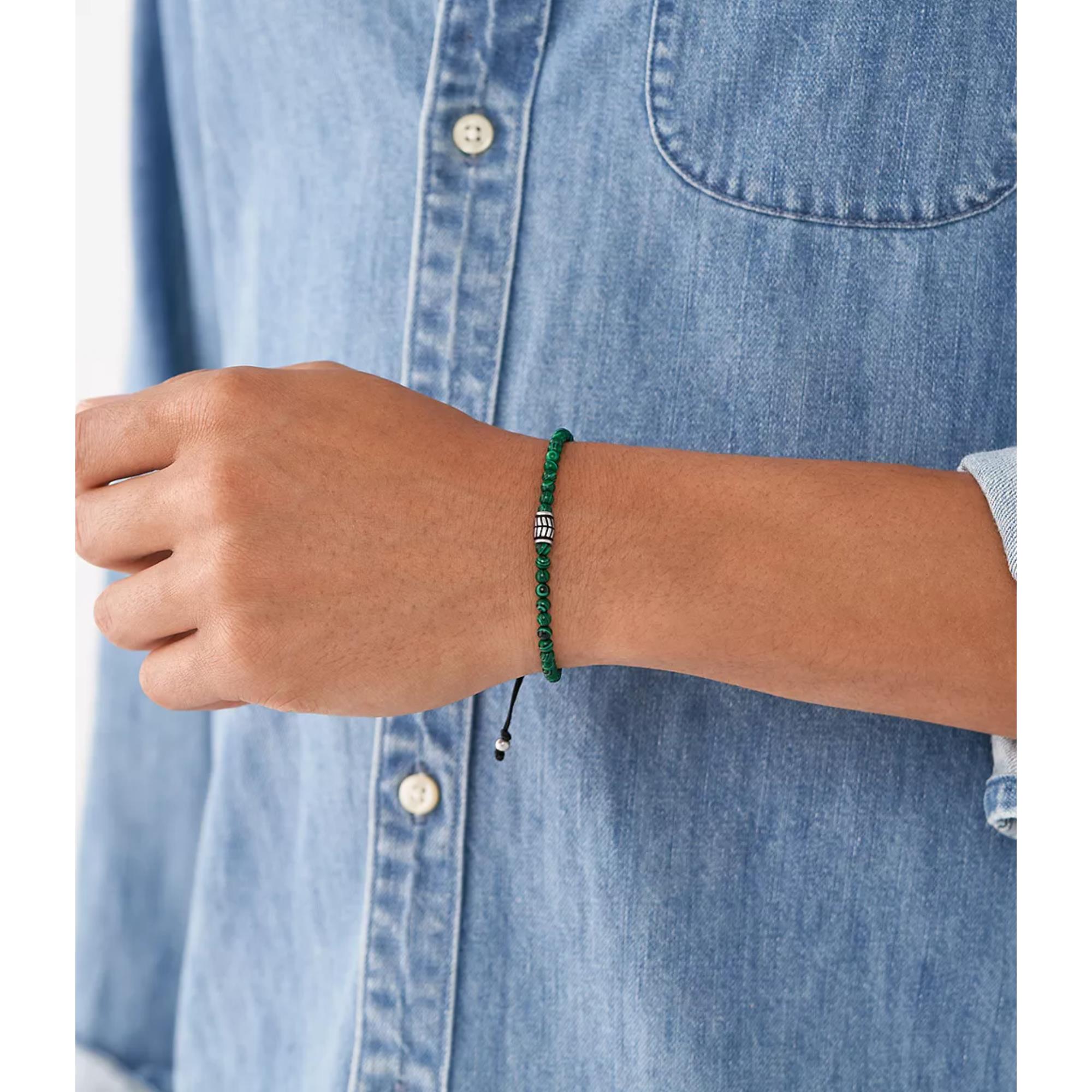 Fossil Reconstituted Malachite Beaded Men’s Bracelet JF04415040