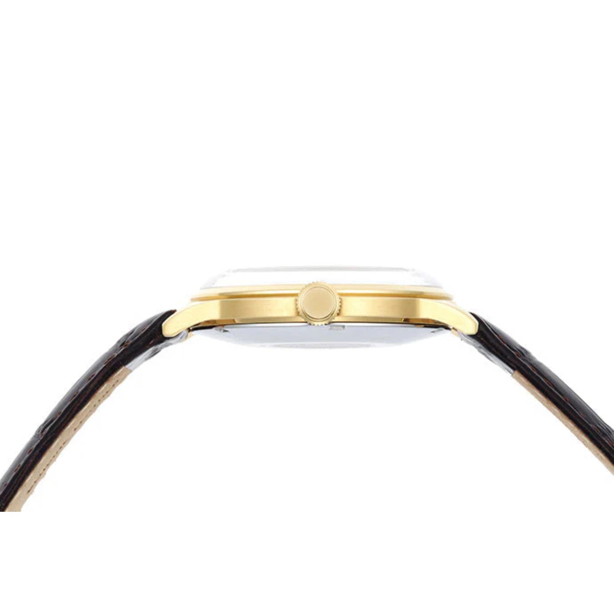 Orient Bambino 40,5 mm Weißes Zifferblatt Leder Automatik Herrenarmbanduhr TAC00007W0