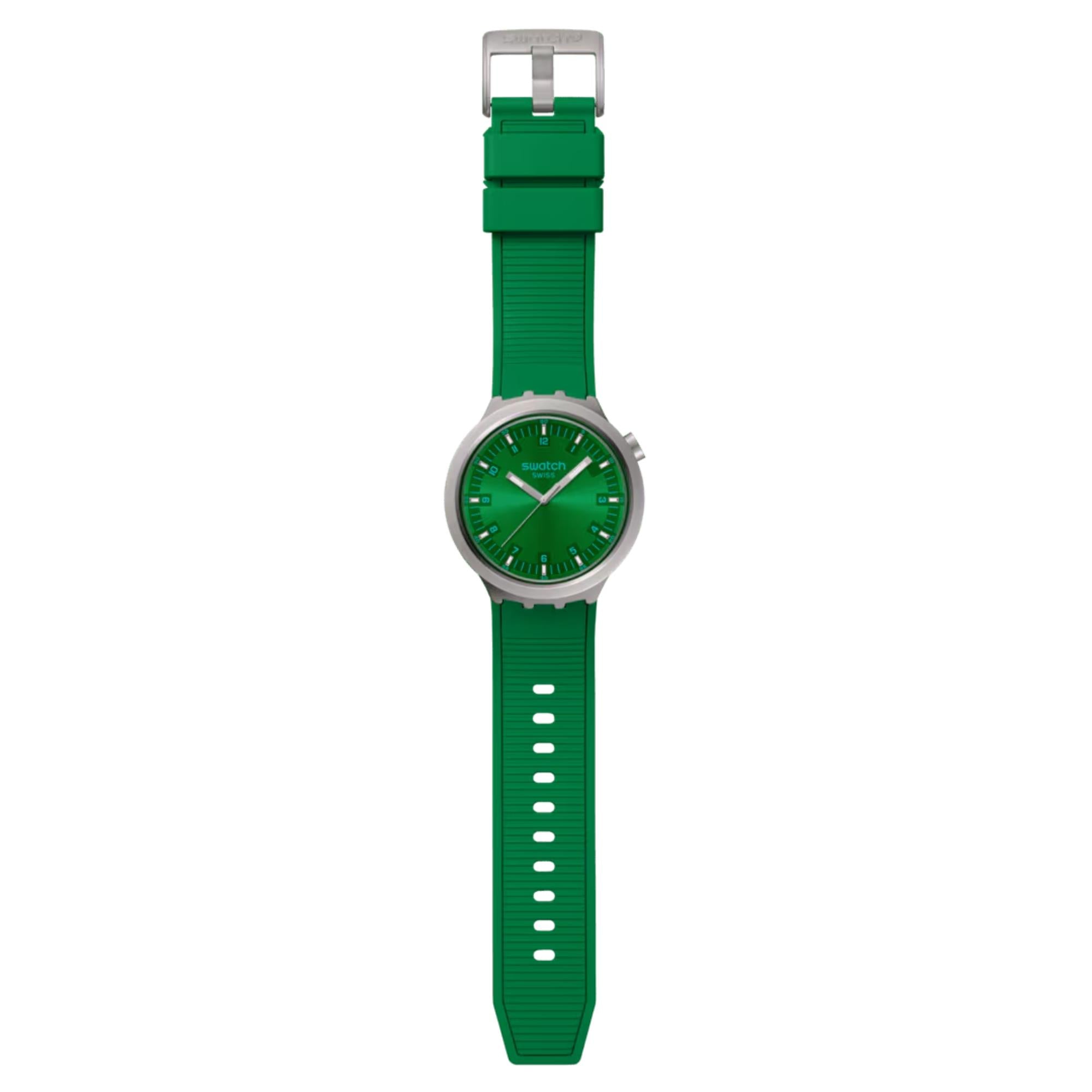 Swatch Big Bold Irony Forest Face Quartz Green Dial Rubber Watch SB07S101