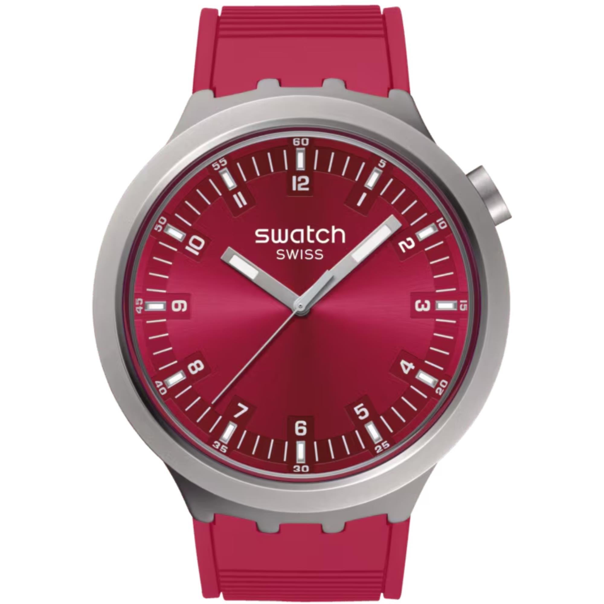 Swatch Big Bold Scarlett Shimmer Quartz Red Dial Steel Watch SB07S104