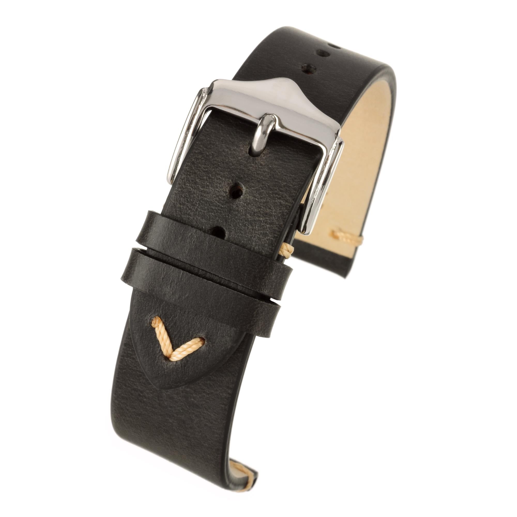 LBS Black Vintage Watch Strap WV100/18 - WatchNation