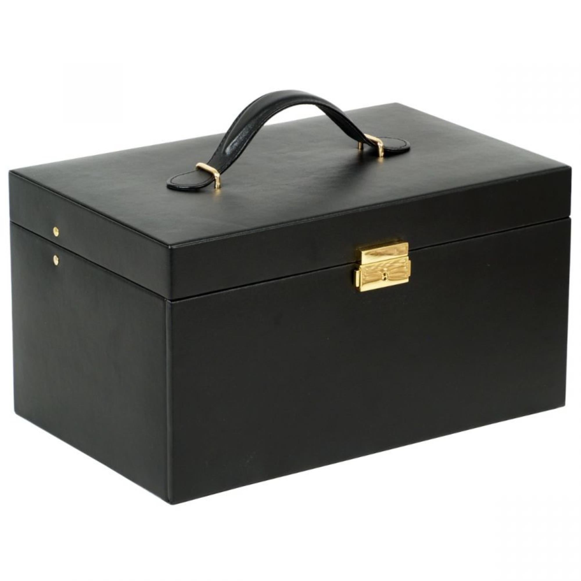 WOLF Heritage Large Jewelry Box Black Leather 280202
