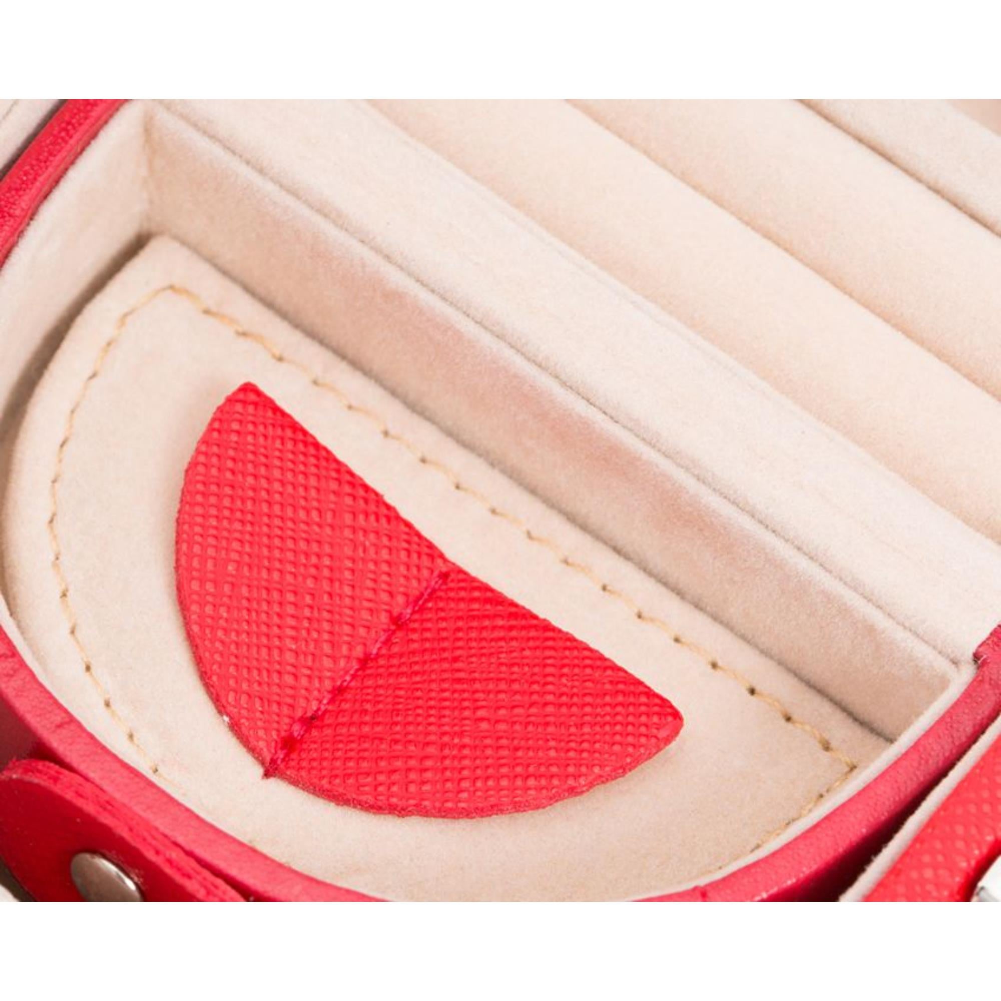 WOLF Heritage Mini-Ovalbox Rot Saffiano Leder 281414