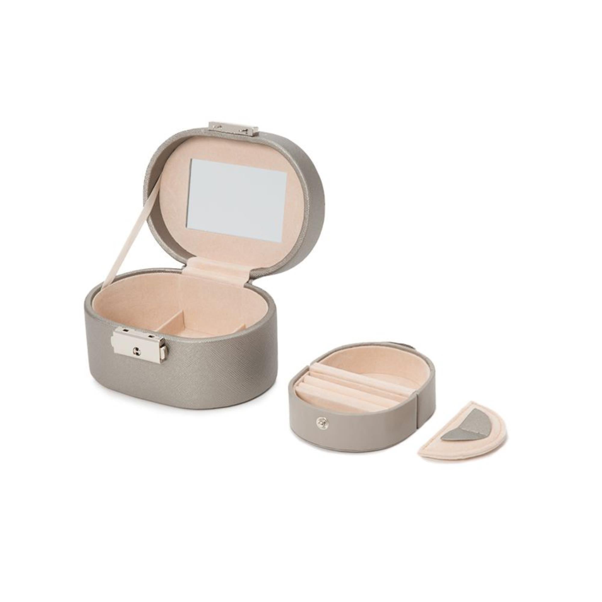 WOLF Heritage Mini Oval Box Tan Leather 281434