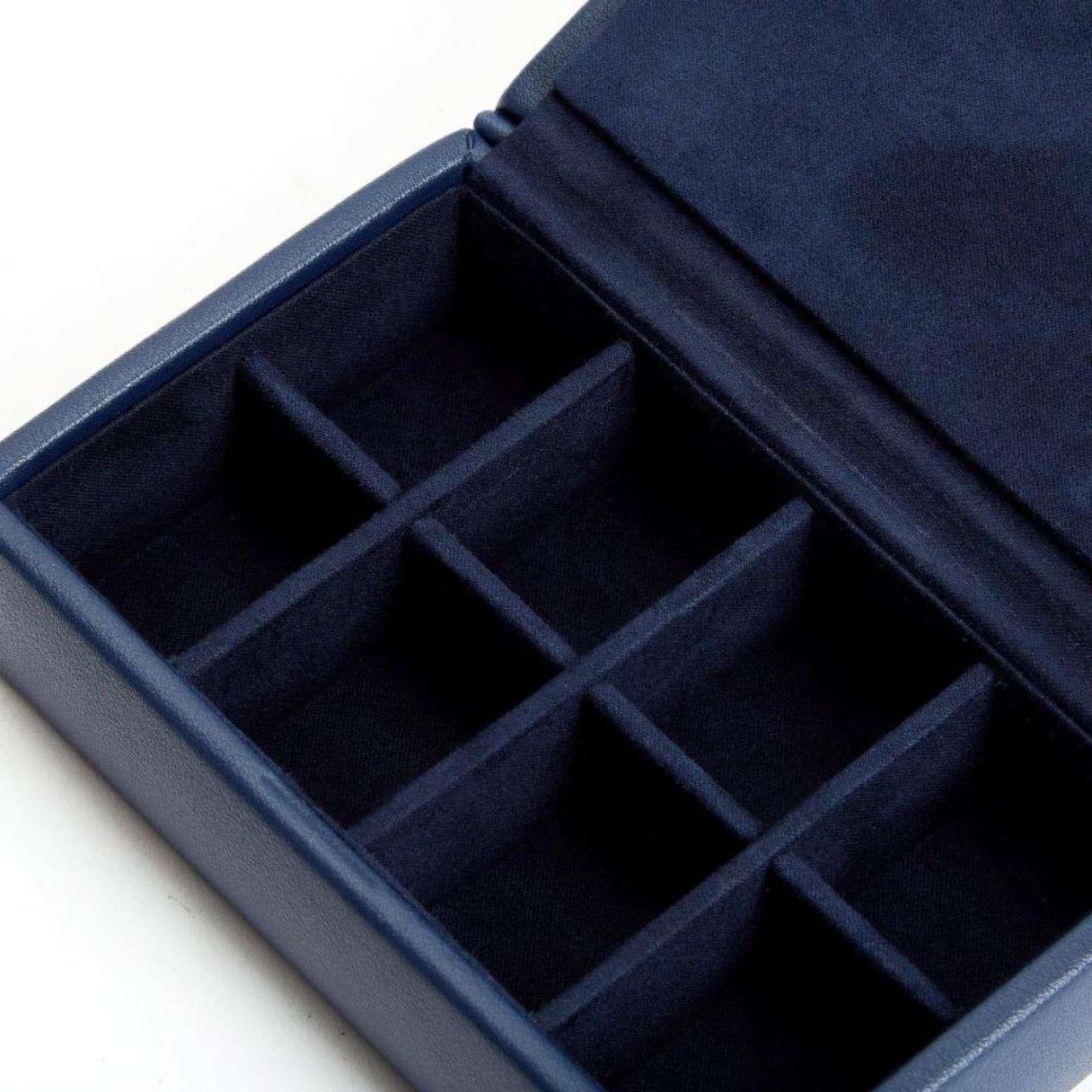 WOLF Heritage 8-teilige Manschettenknopfbox Marine Leder 290217
