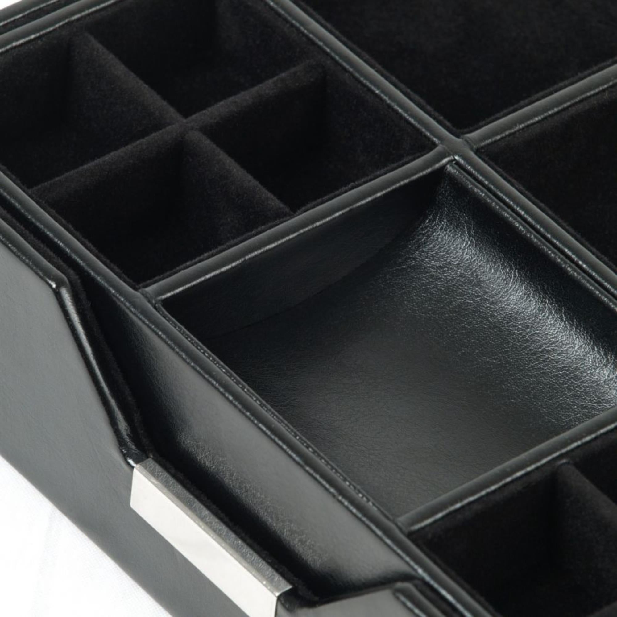WOLF Heritage Set aus 2 Valet-Schalen Schwarz Leder 290302