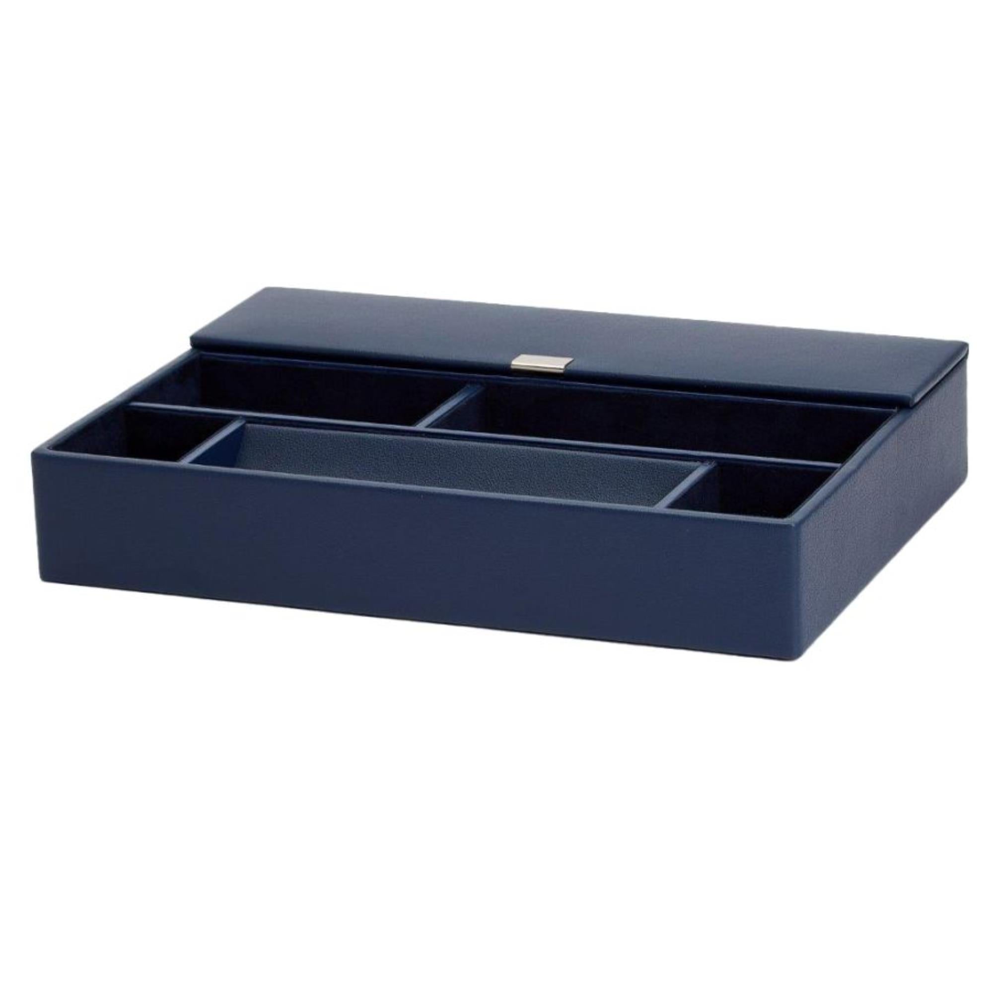 WOLF Heritage Valet Tray Navy Leather 290417