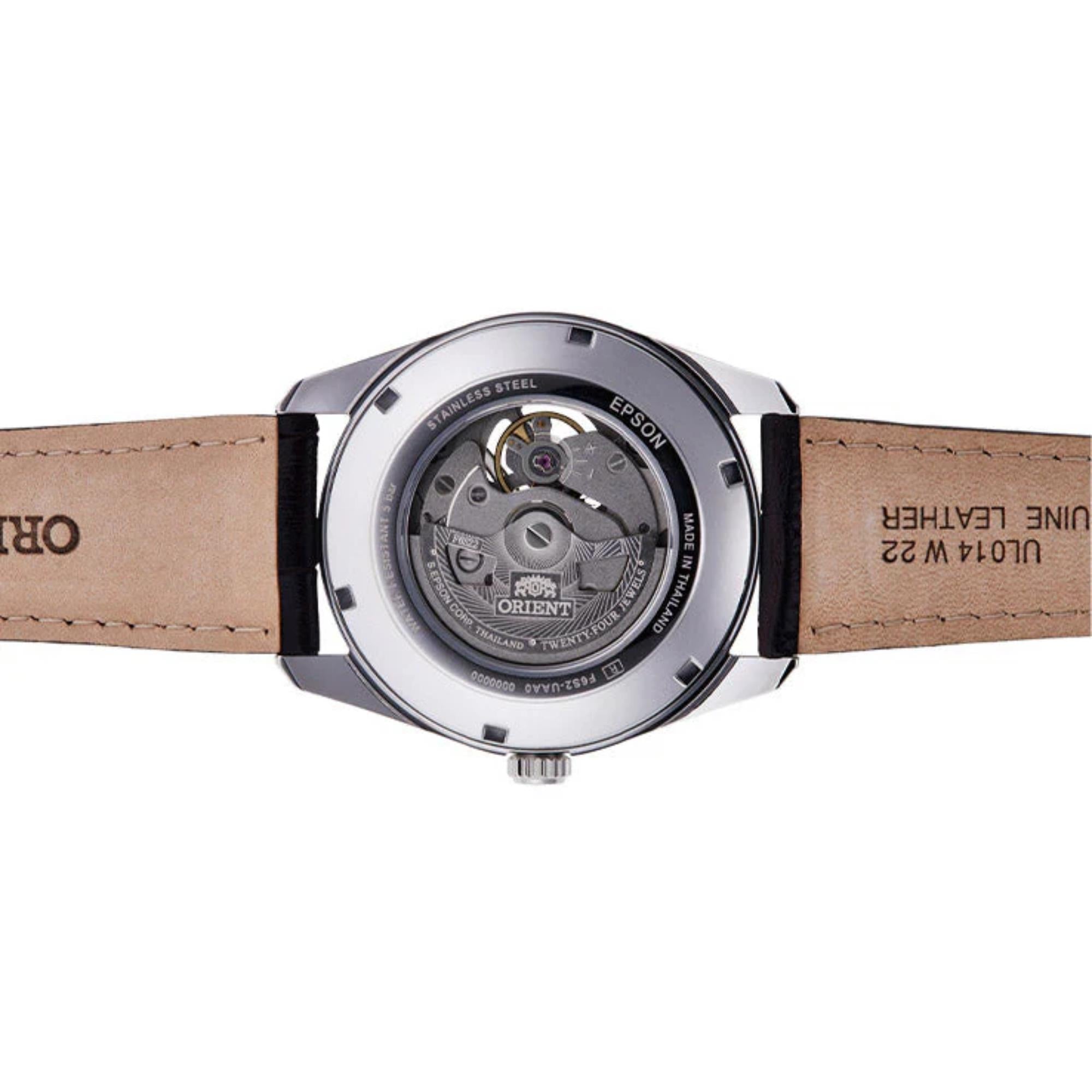 Orient Stretto 41mm Semi Skeleton Black Dial Leather Mens Automatic Watch RA-AR0005Y30B