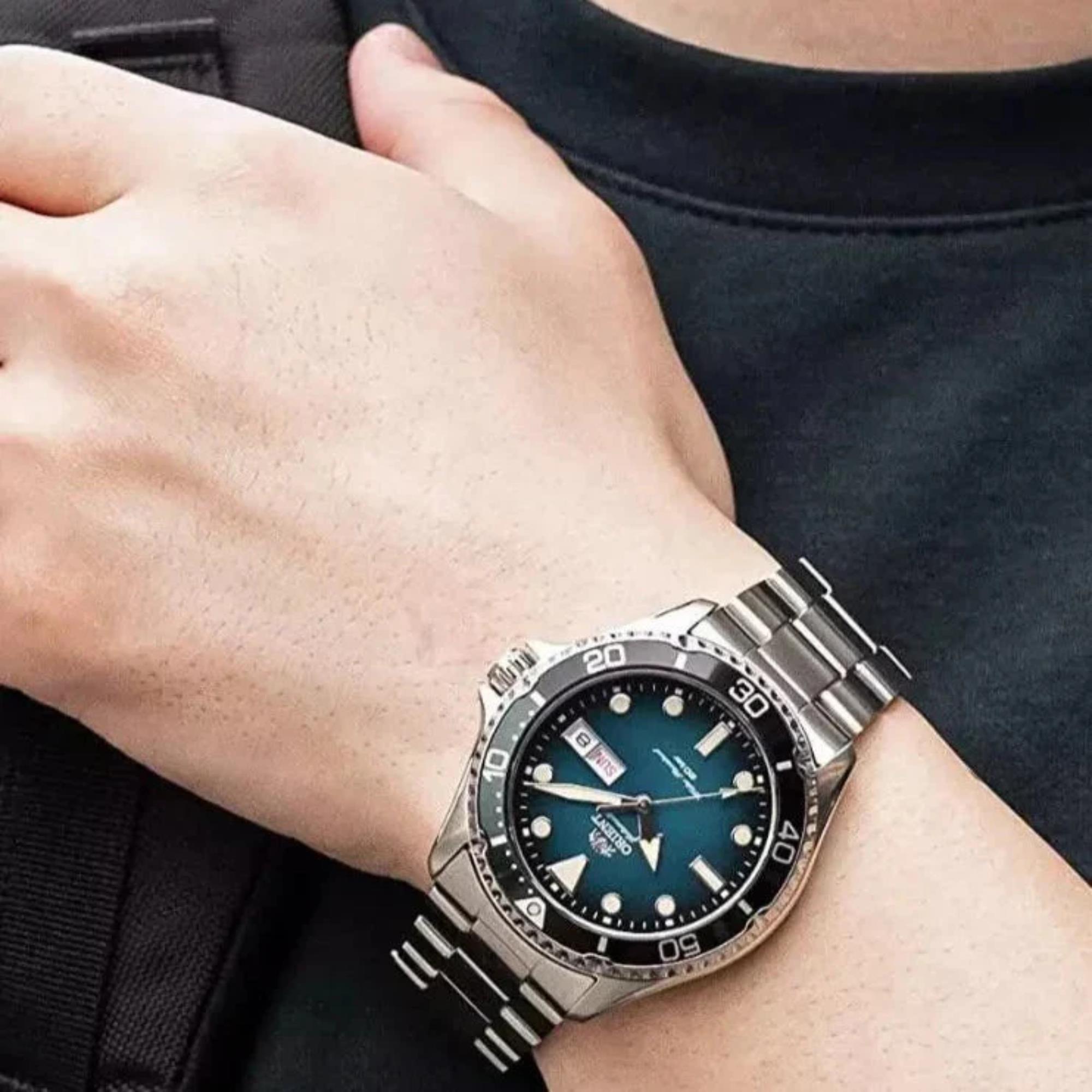 Orient Mako 42mm Green Dial Steel Mens Automatic Watch RA-AA0811E39B