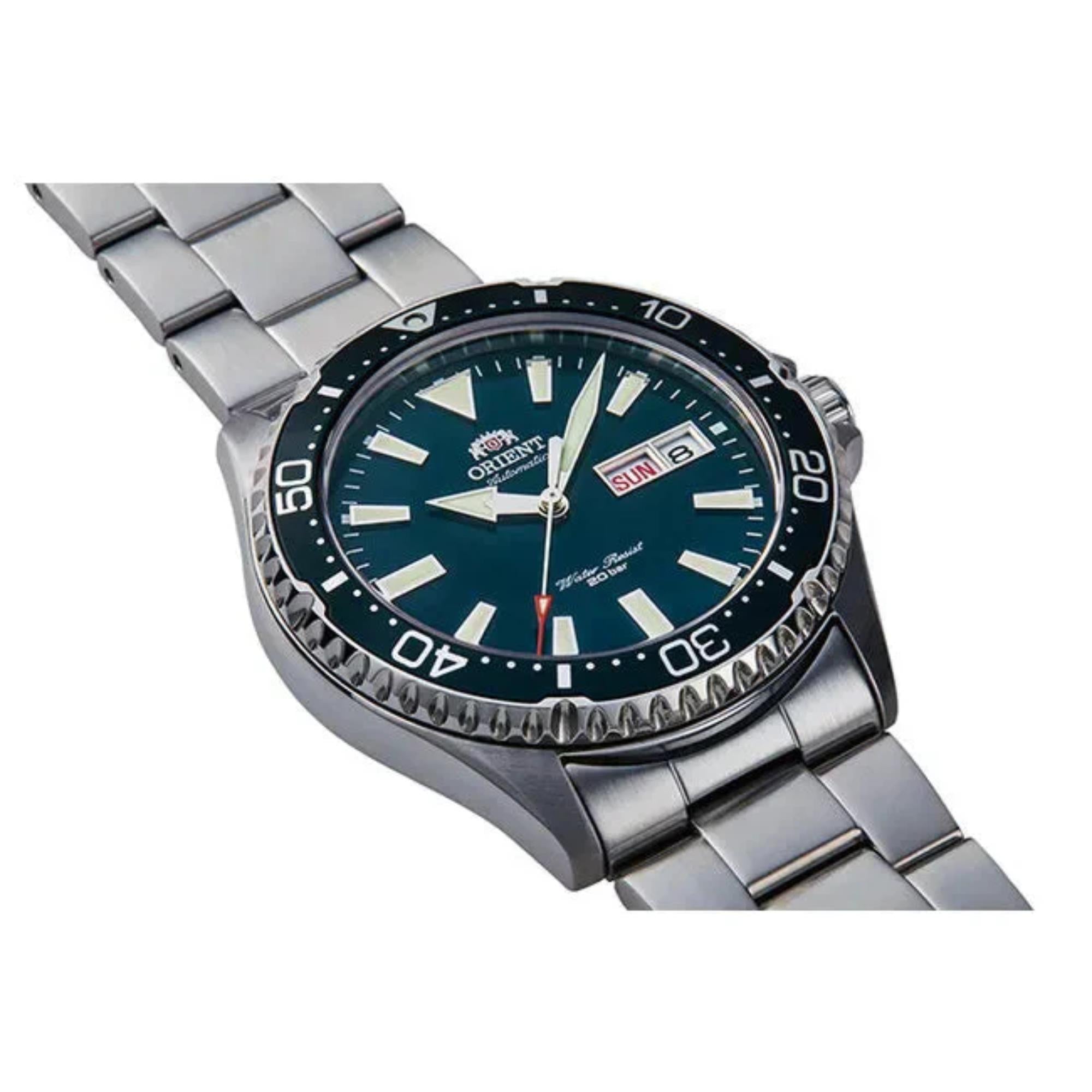Orient Mako 42mm Grünes Zifferblatt Stahl Herren Automatik Uhr RA-AA0004E39B