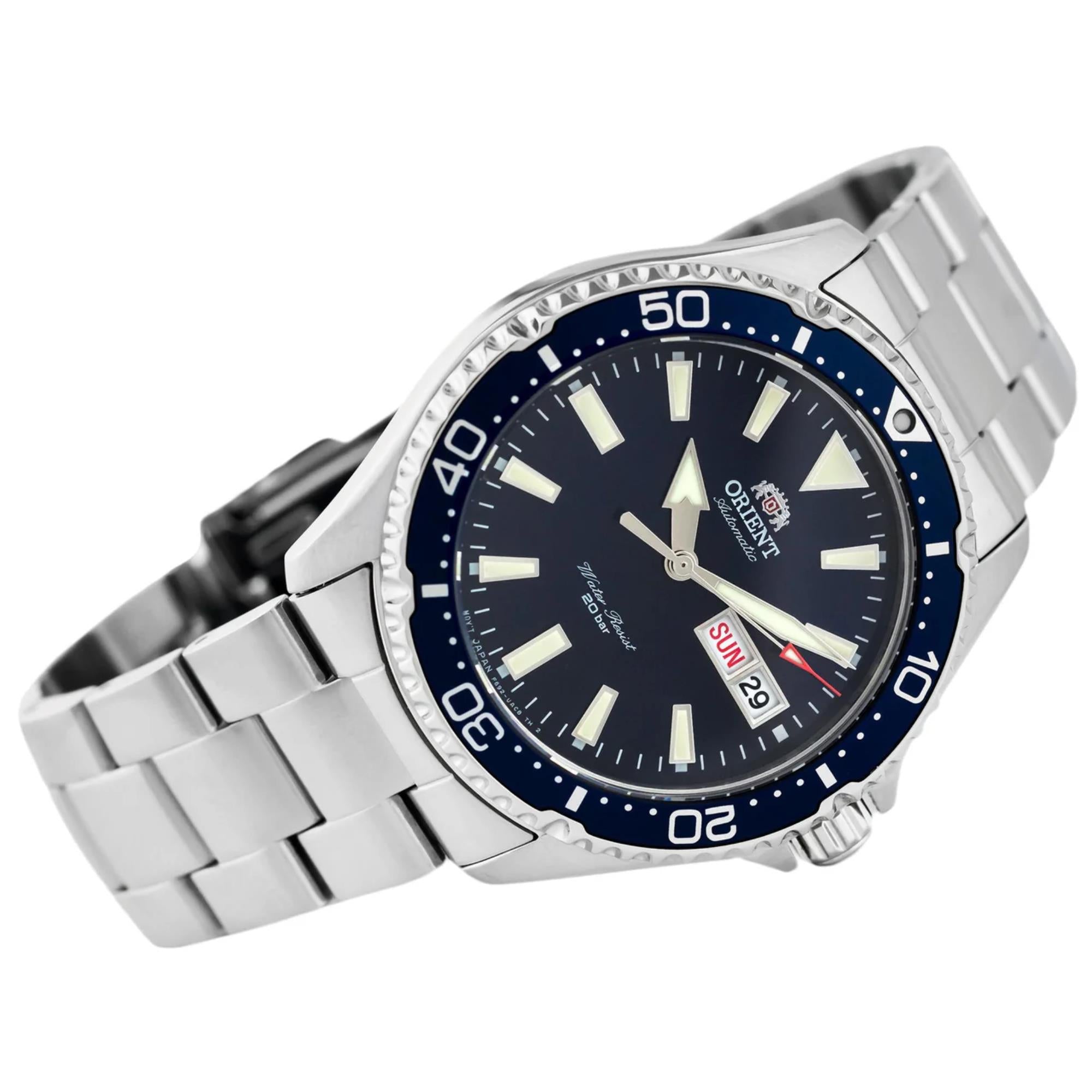 Orient Mako automatic dive watch with a blue dial