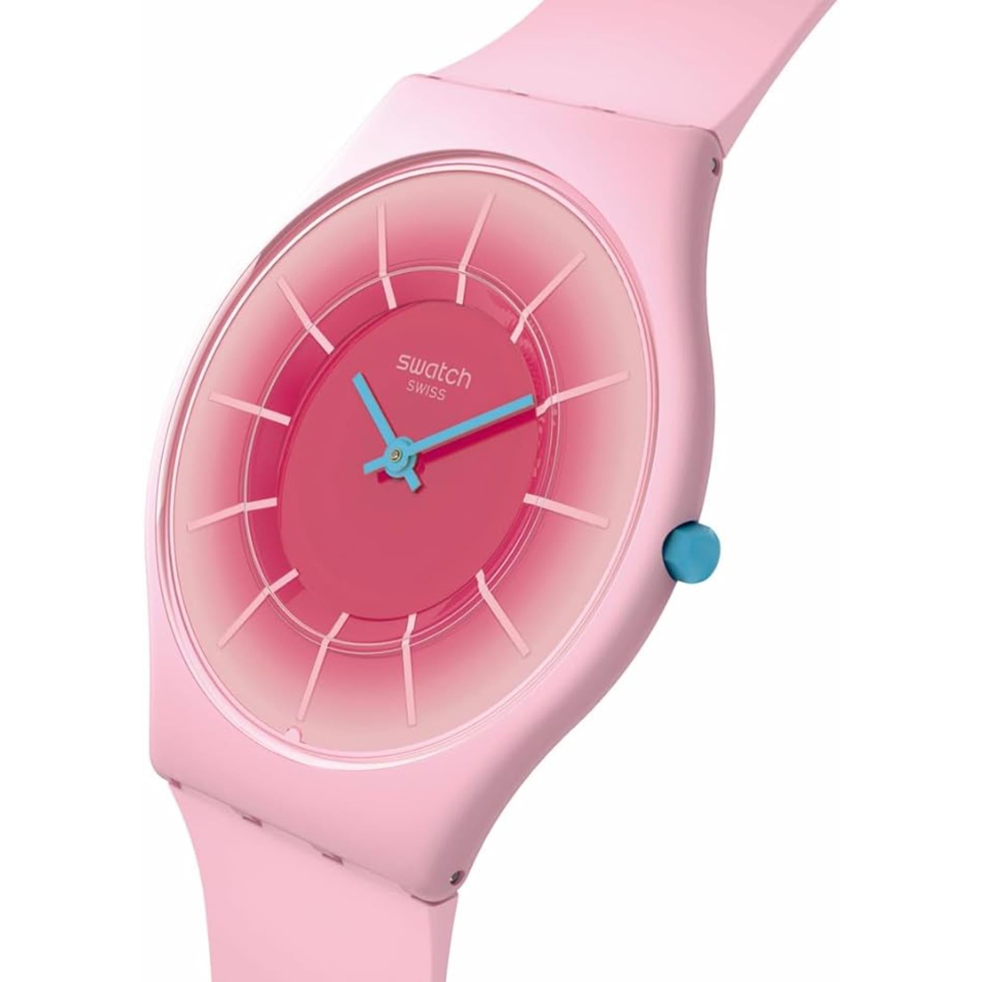 Montre Femme Swatch Radiantly Pink Quartz Cadran Rose SS08P110