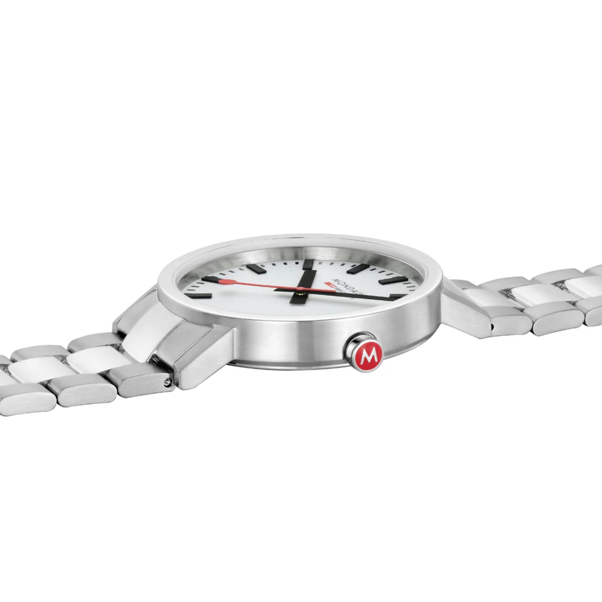 Mondaine Classic Weißes Zifferblatt Stahlarmband Uhr A660.30360.11SBJ