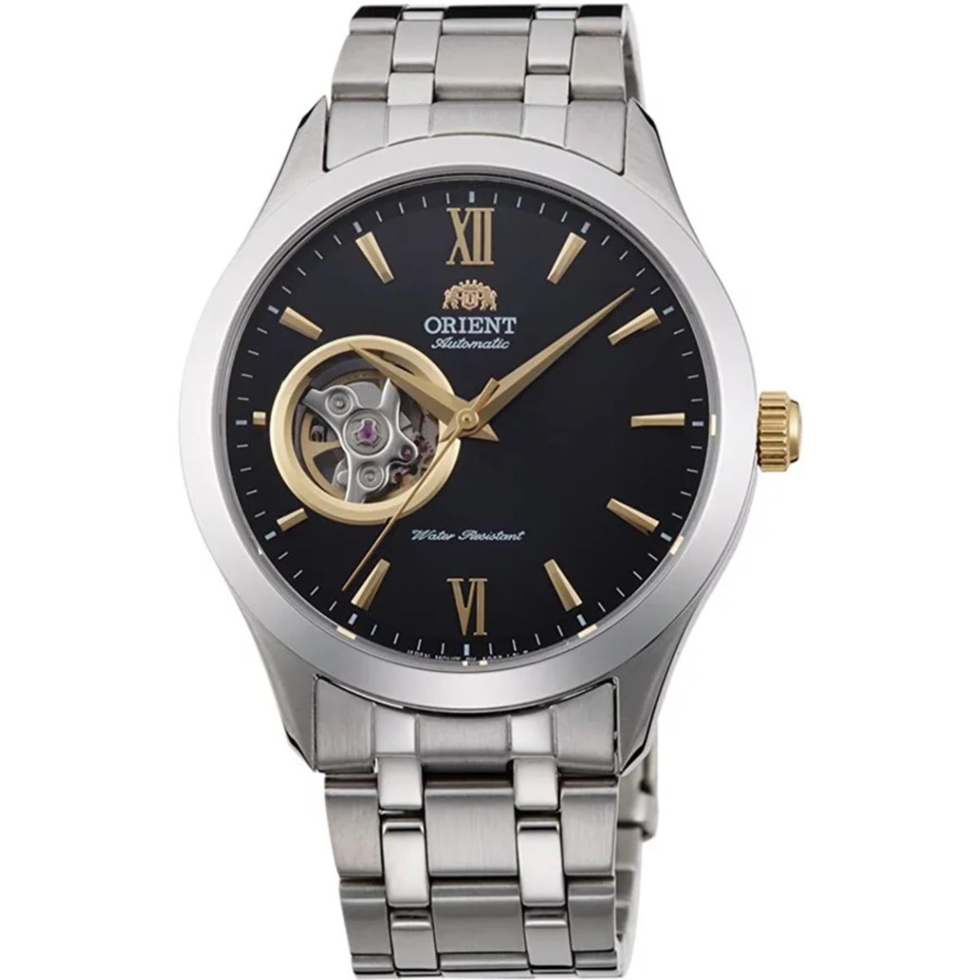 Orient Contemporary 38.5mm Open Heart Black Dial Steel Mens Automatic Watch TAG03002B0