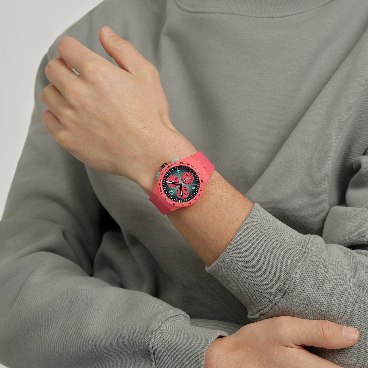 Swatch Paradiso Kinetiko Green Dial Silicone Strap Watch SUSP100