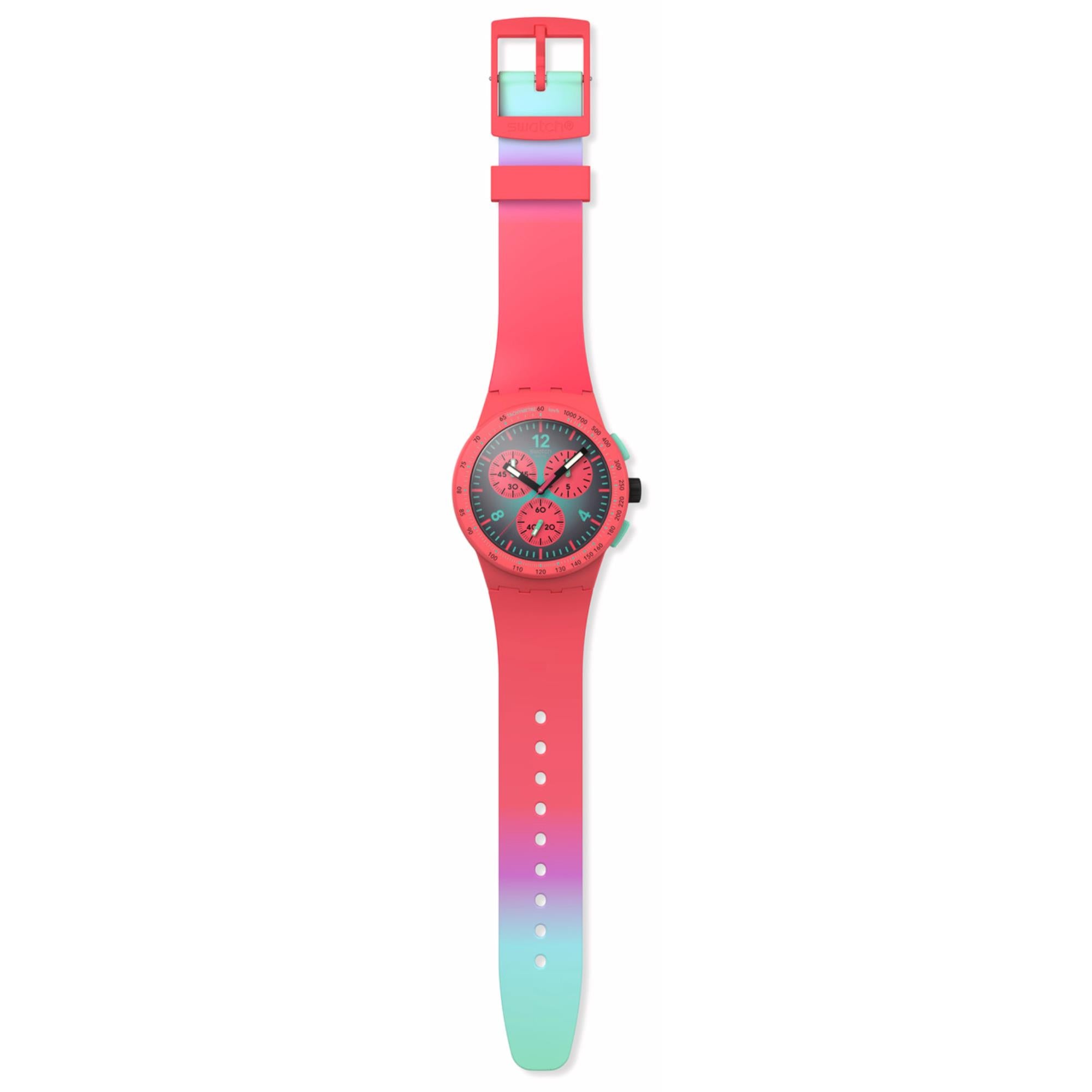 Swatch Paradiso Kinetiko Green Dial Silicone Strap Watch SUSP100