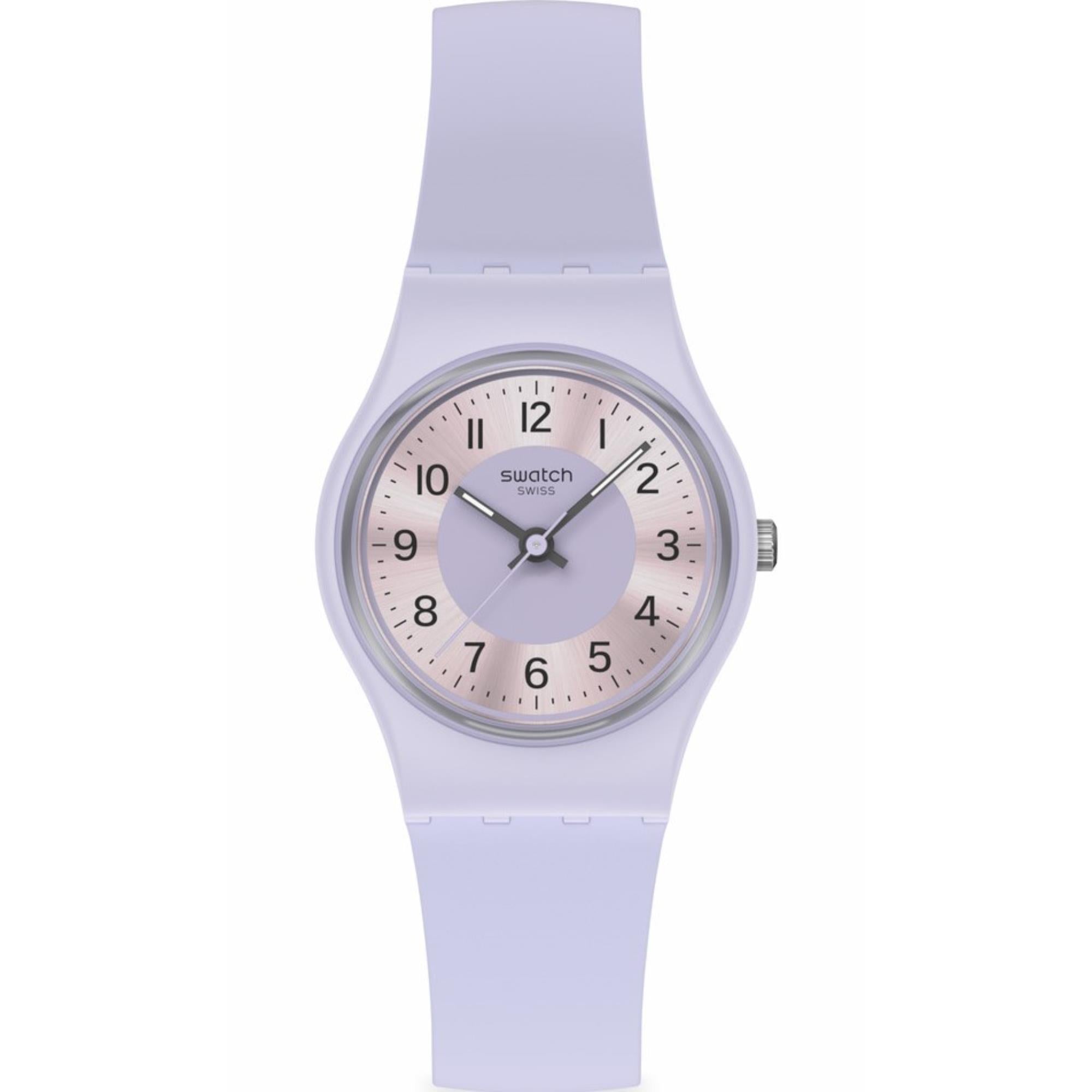 Swatch Lilac Lightness Lila Zifferblatt Silikonarmband Uhr LV121
