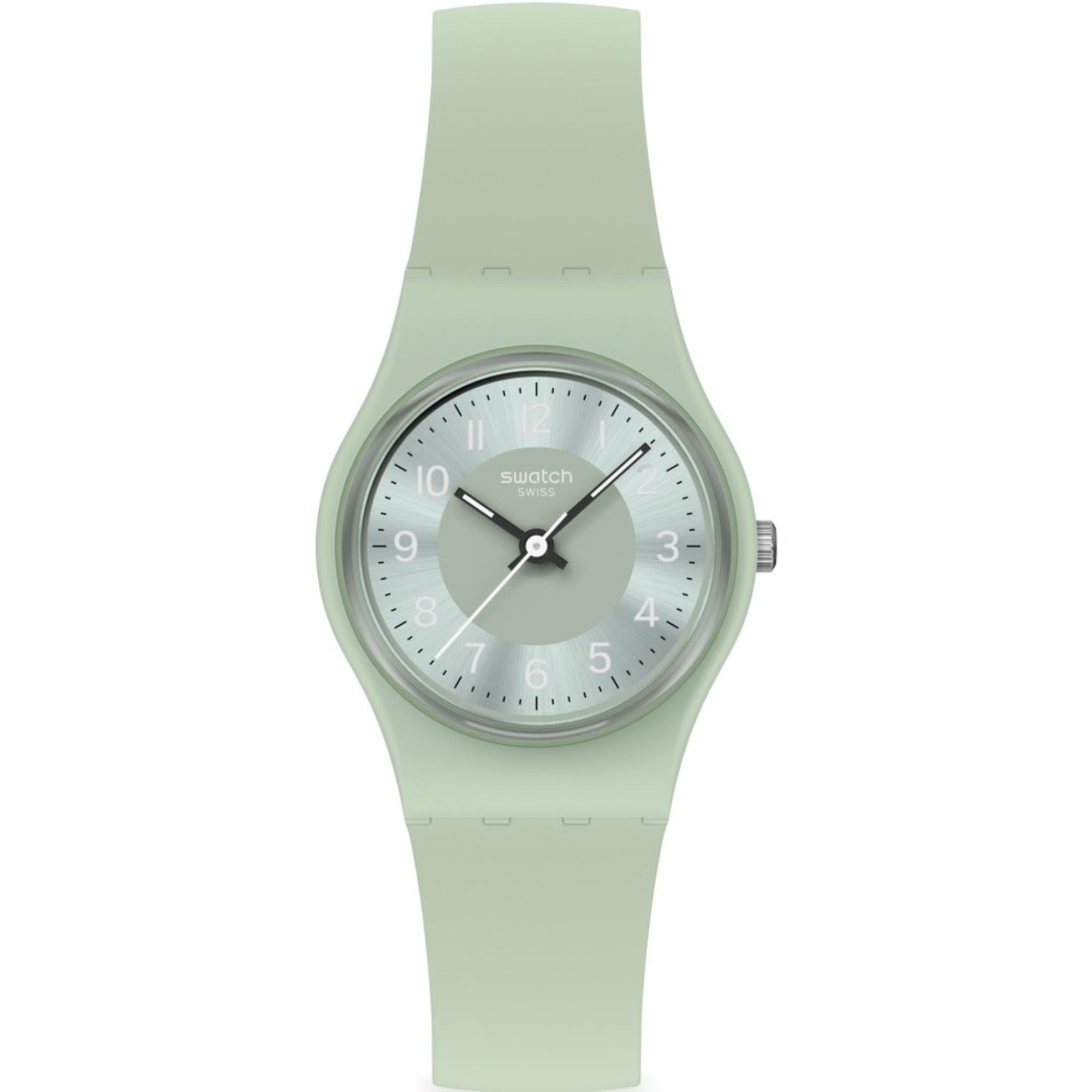 Swatch Serenity of Sage Green Dial Silicone Strap Watch LG131