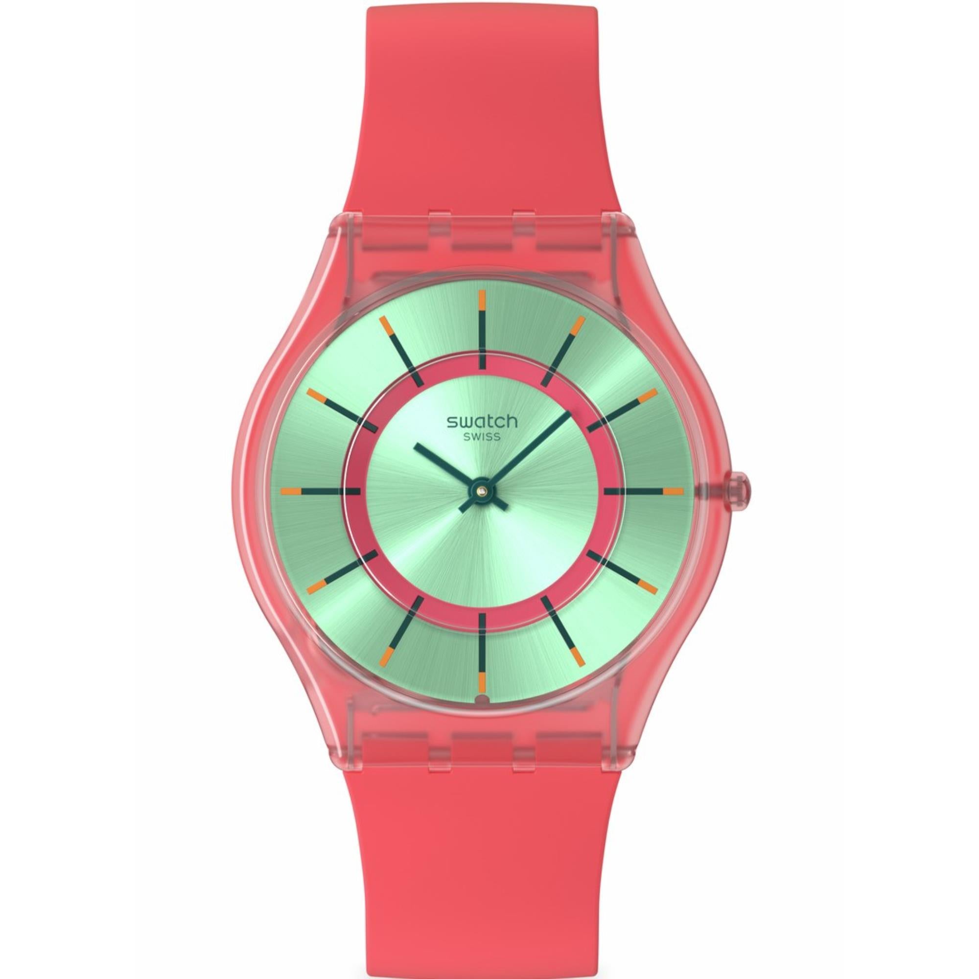 Swatch Minty Mango Dream Grünes Zifferblatt Silikonarmband Uhr SS08P111