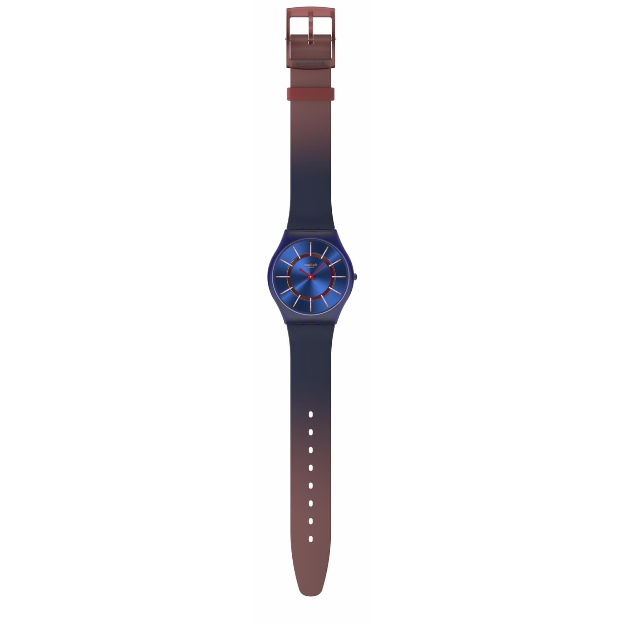 Swatch Very Jazzy Berry Blaues Zifferblatt Silikonarmband Uhr SS08N117