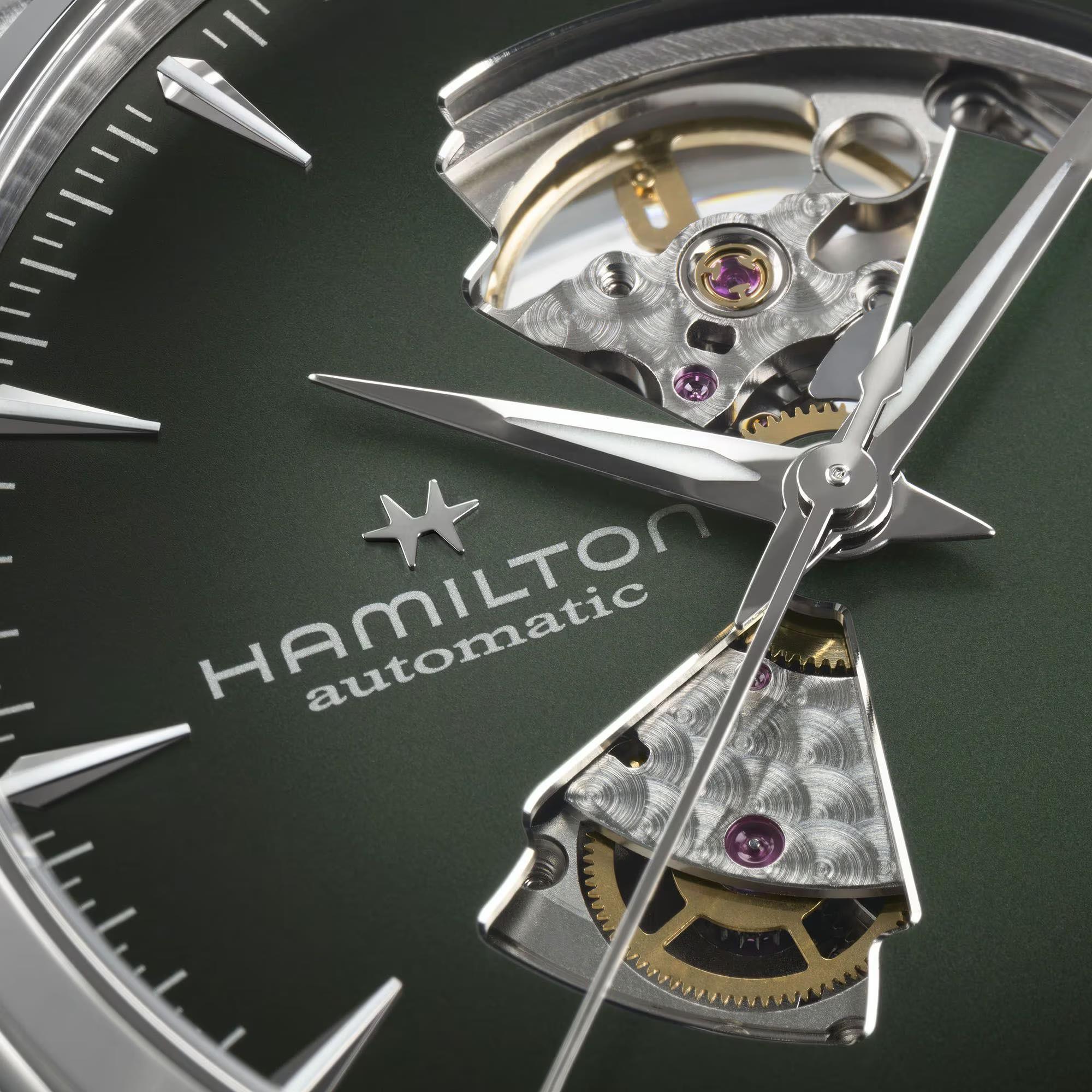 Hamilton Jazzmaster 42mm H32705560 green dial close-up