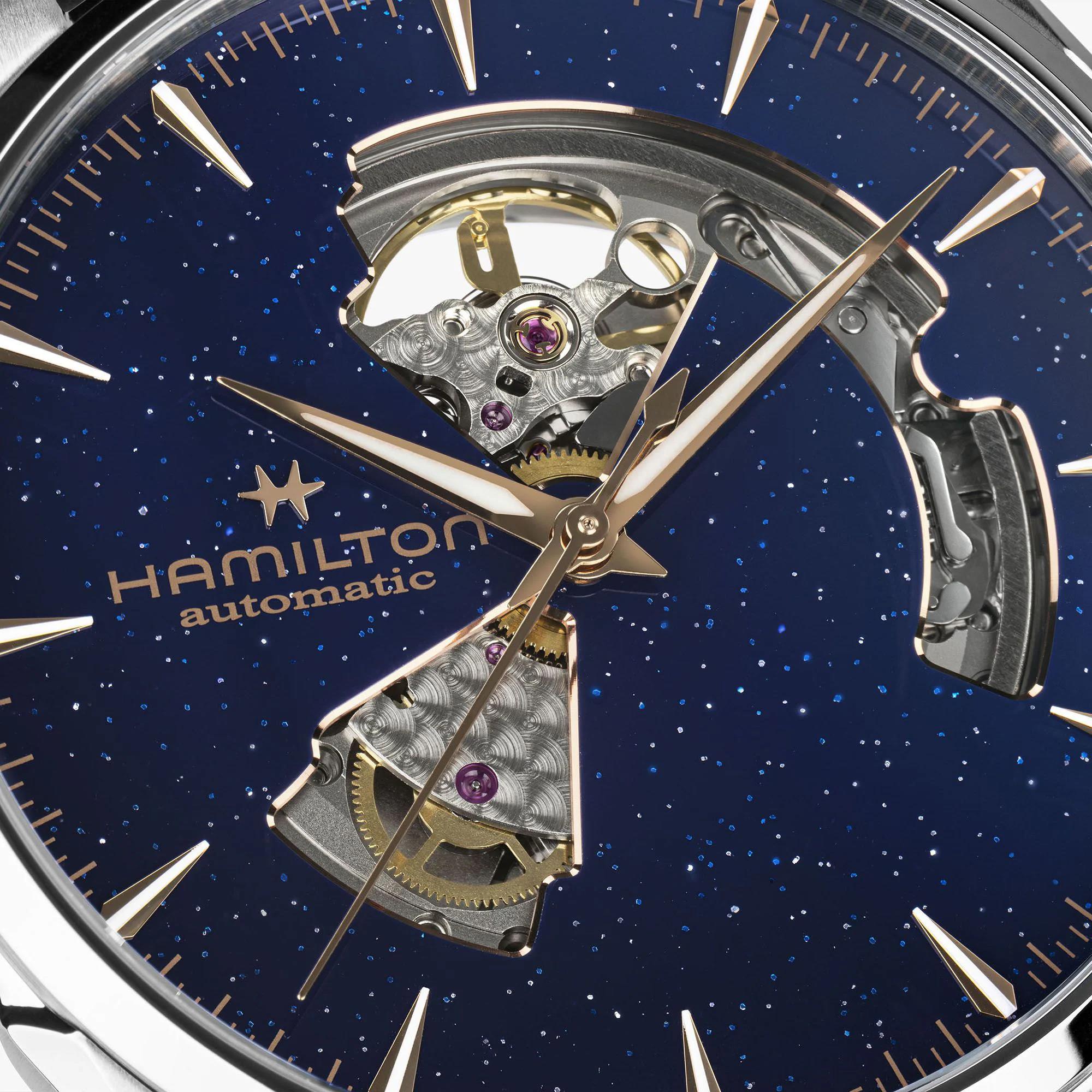 Hamilton Jazzmaster 42mm Open Heart Blue Dial Leather Mens Automatic Watch H32705640