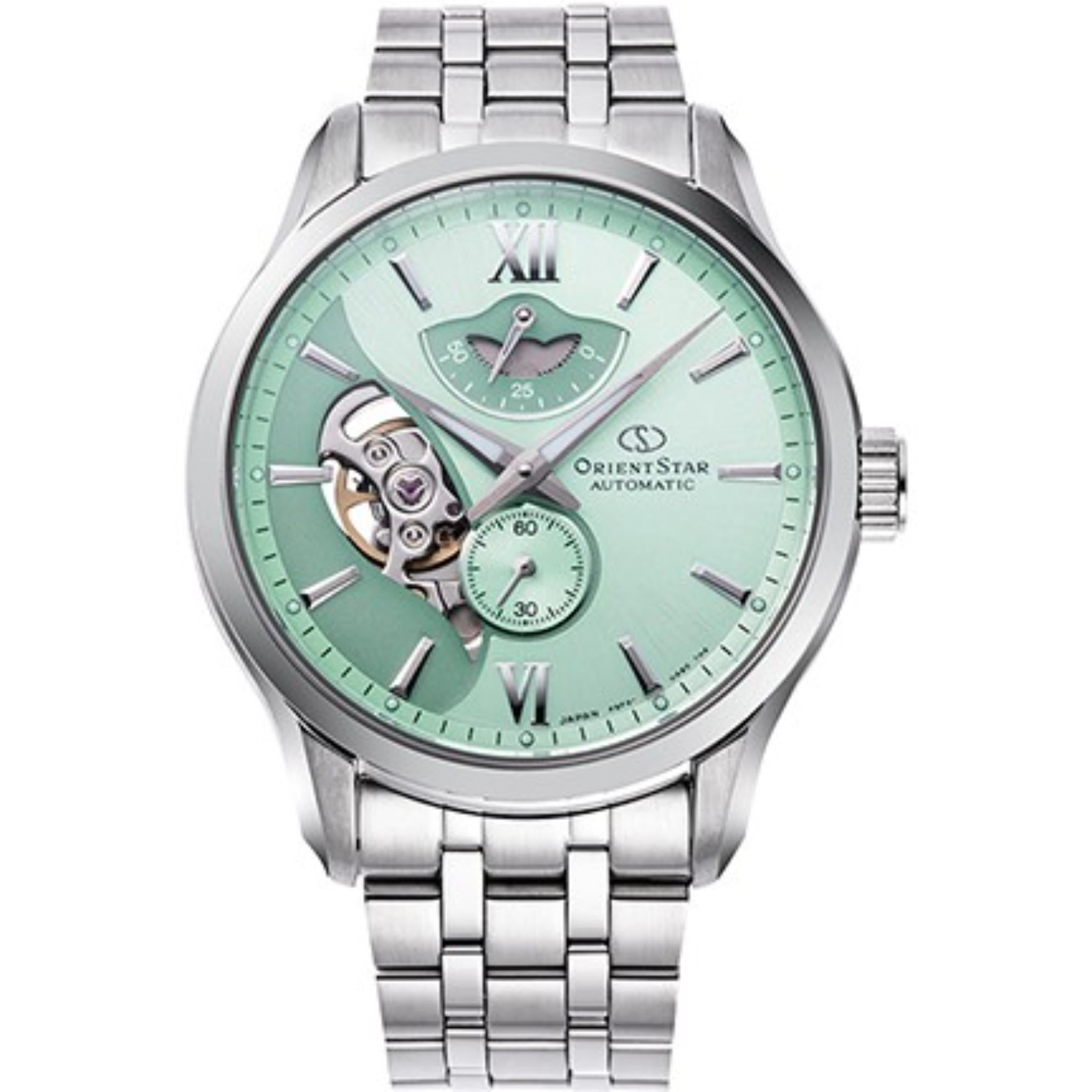 Orient Star Layered Skeleton 41 mm Gangreserve Grünes Zifferblatt Stahl Herren Automatik Uhr RE-AV0B11E00B