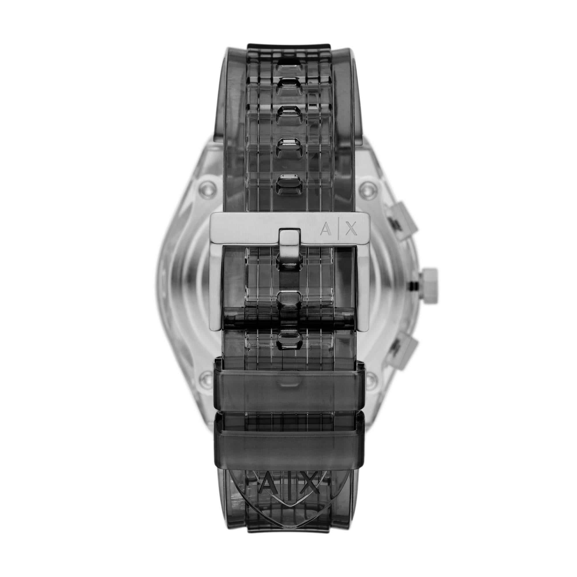 Armani Exchange Rafael 44mm Chronograph Grey Dial Polyurethane Mens Quartz Watch AX4167