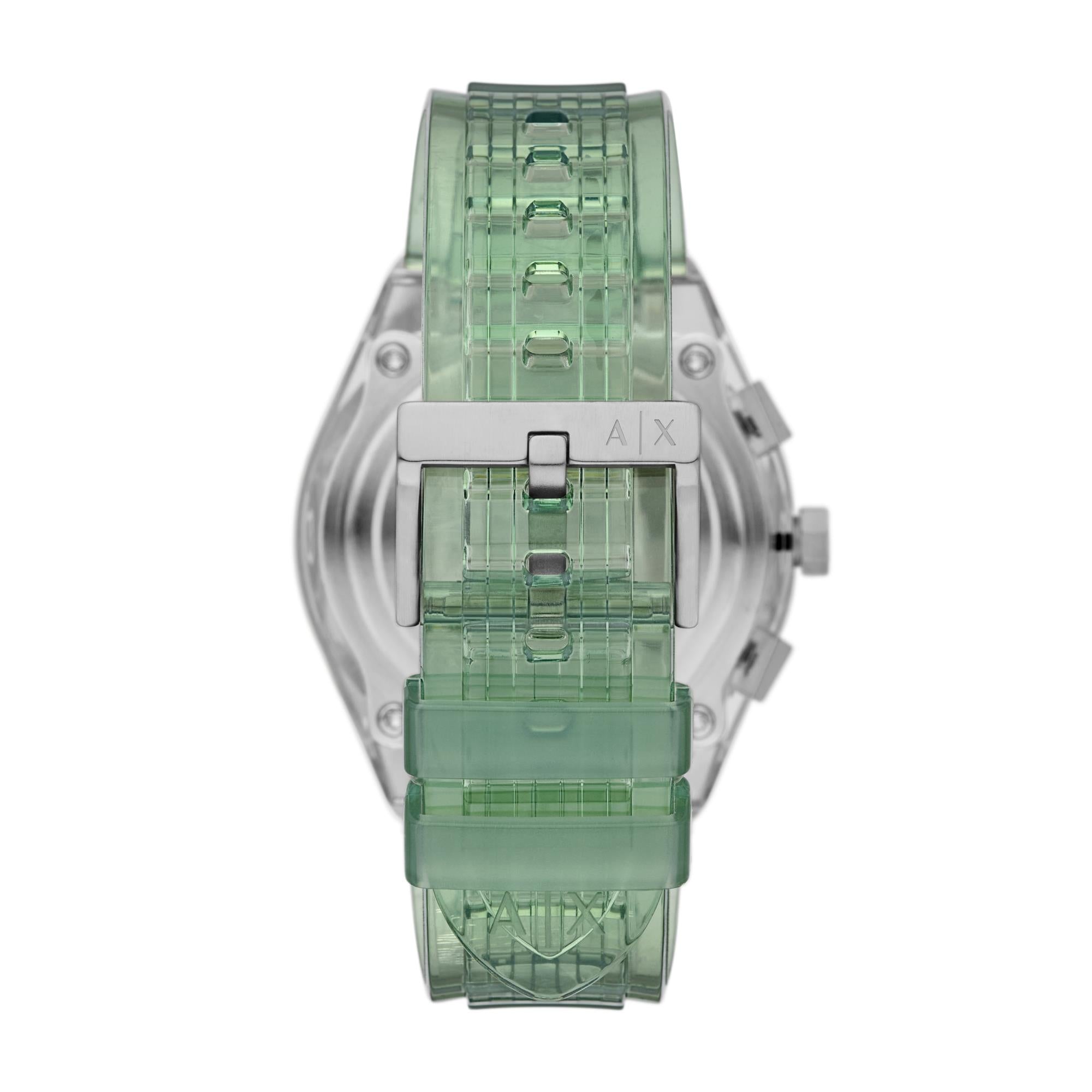 Armani Exchange Rafael 44 mm Chronograph Grünes Zifferblatt Polyurethan Herren Quarz Uhr AX4165