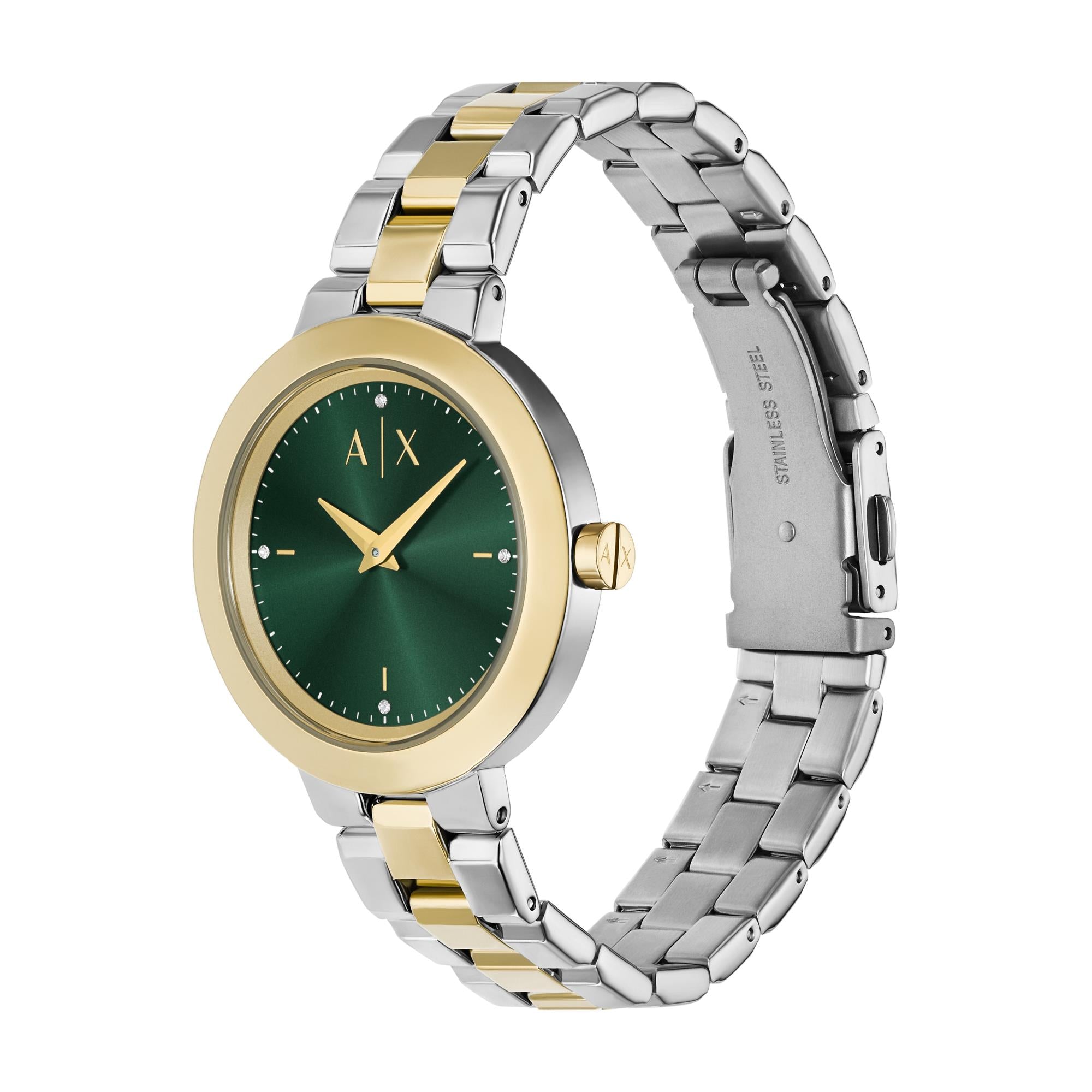 Armani Exchange Jackie 36mm Green Dial Steel Ladies Quartz Watch AX5176