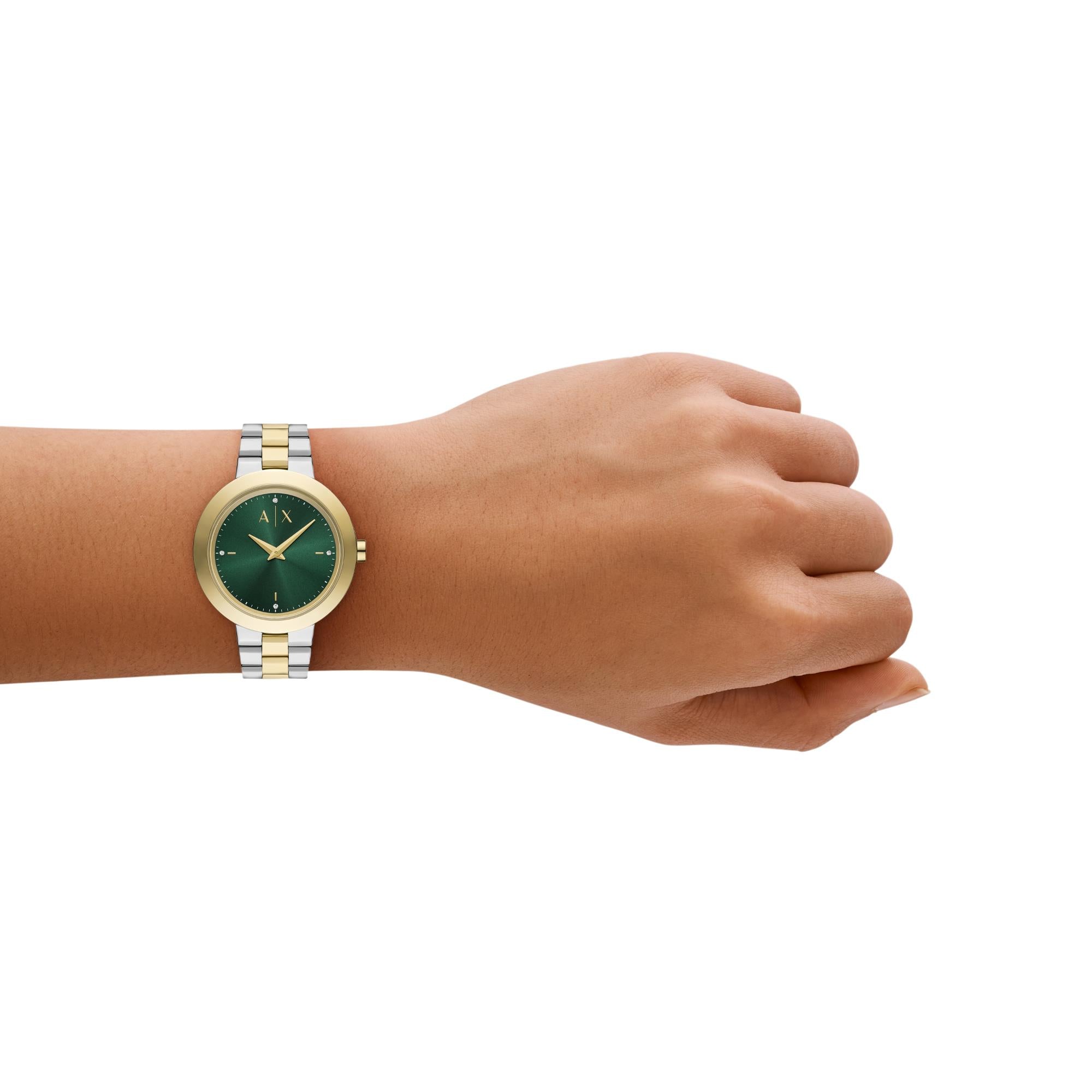 Armani Exchange Jackie 36mm Green Dial Steel Ladies Quartz Watch AX5176