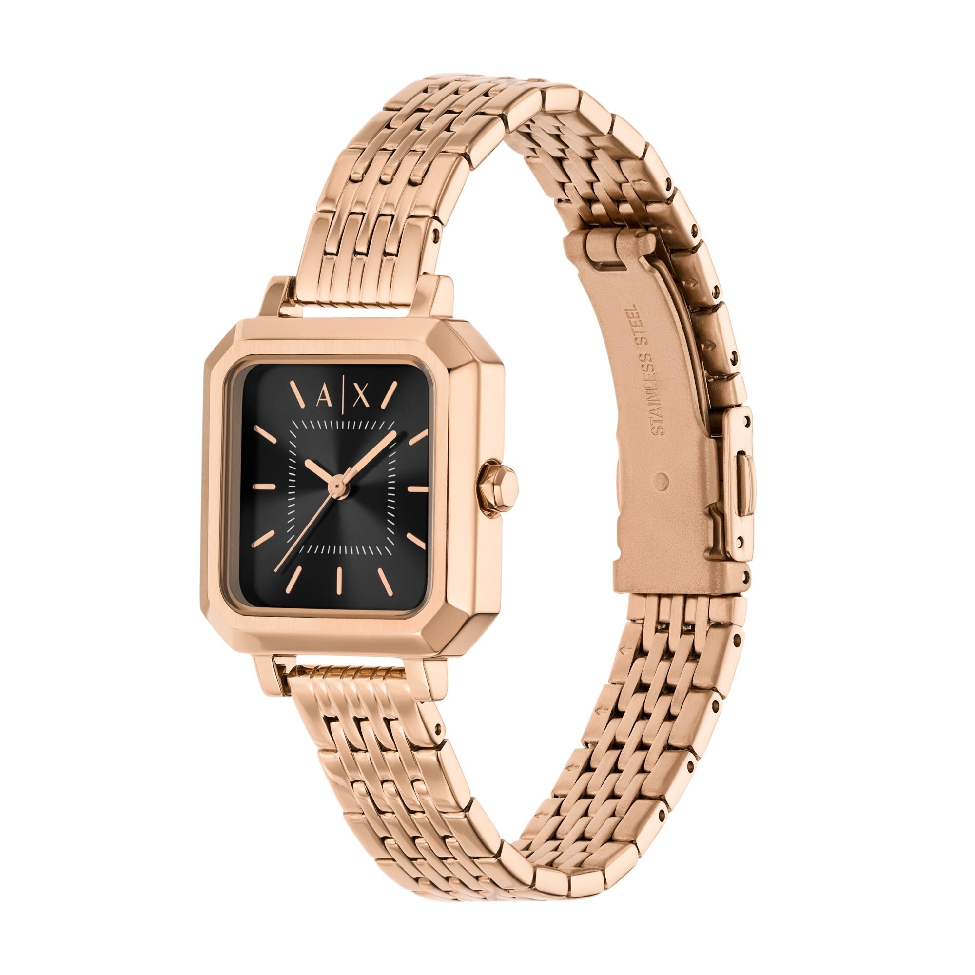 Armani Exchange Leila 27mm Schwarzes Zifferblatt Stahl Damen Quarz Uhr AX5729