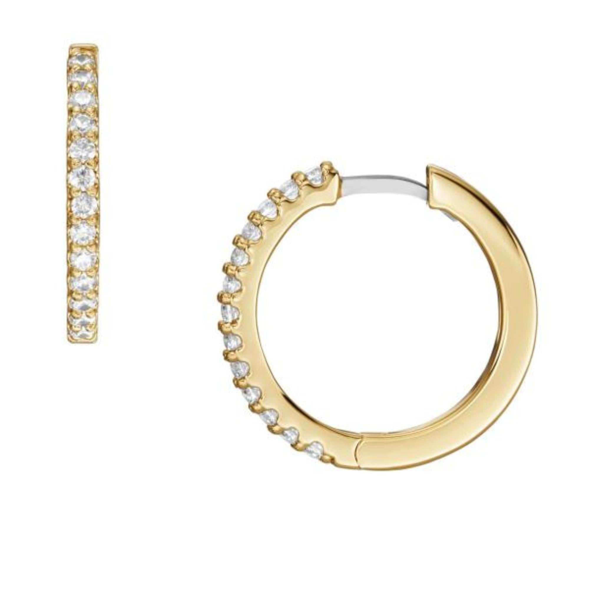 Fossil Ellis Pavé Glitz Brass Hoop Ladies Earrings JA7215710
