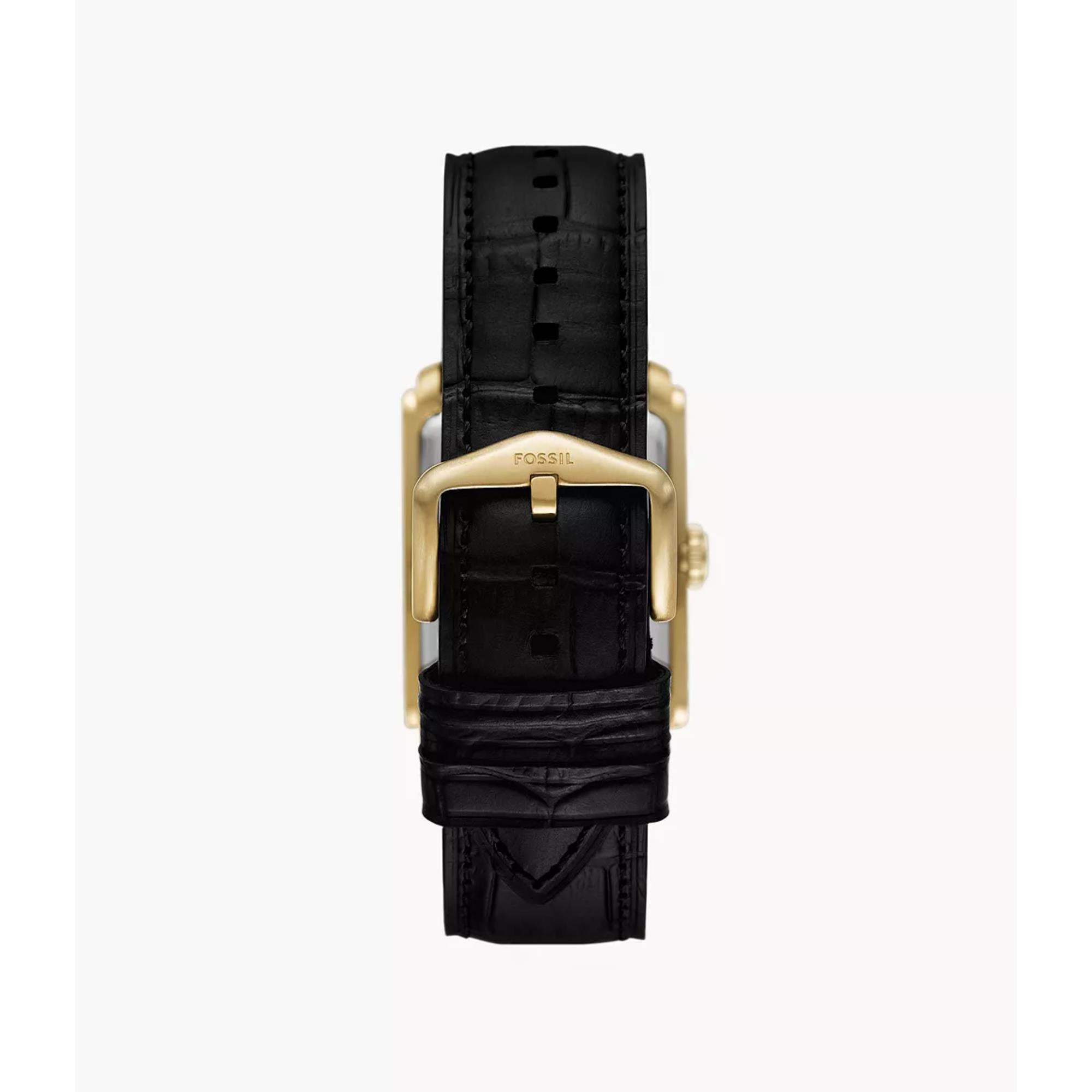 Fossil Carraway 30mm Black Dial Leather Quartz Watch FS6091
