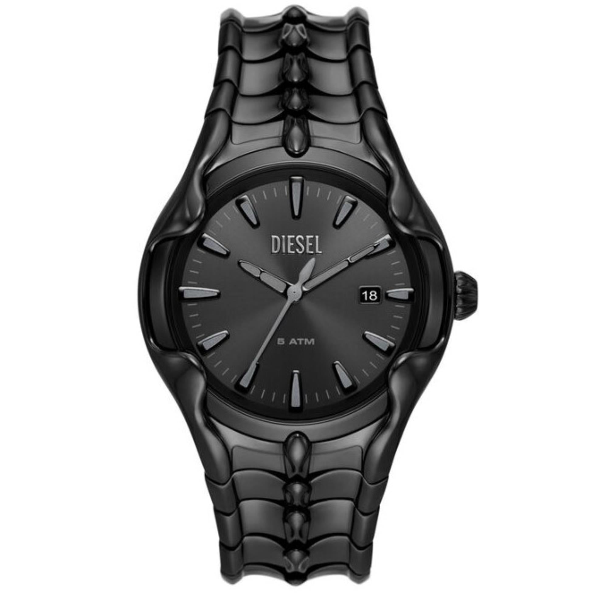 Diesel Vert Schwarzes Zifferblatt Edelstahlarmband Herrenuhr DZ2187