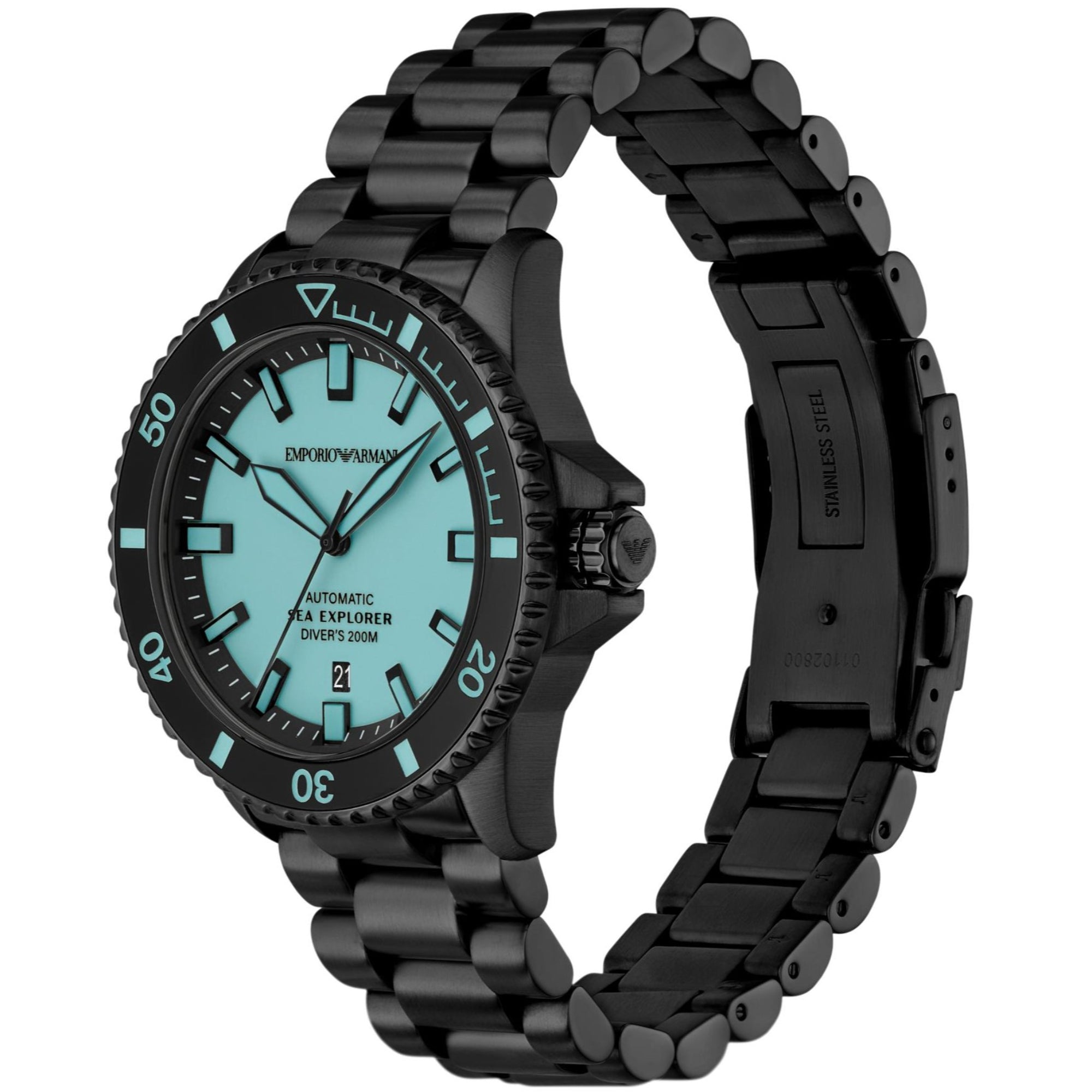 Emporio Armani Sea Explorer 42.5mm Blue Dial Steel Mens Automatic Watch AR60084