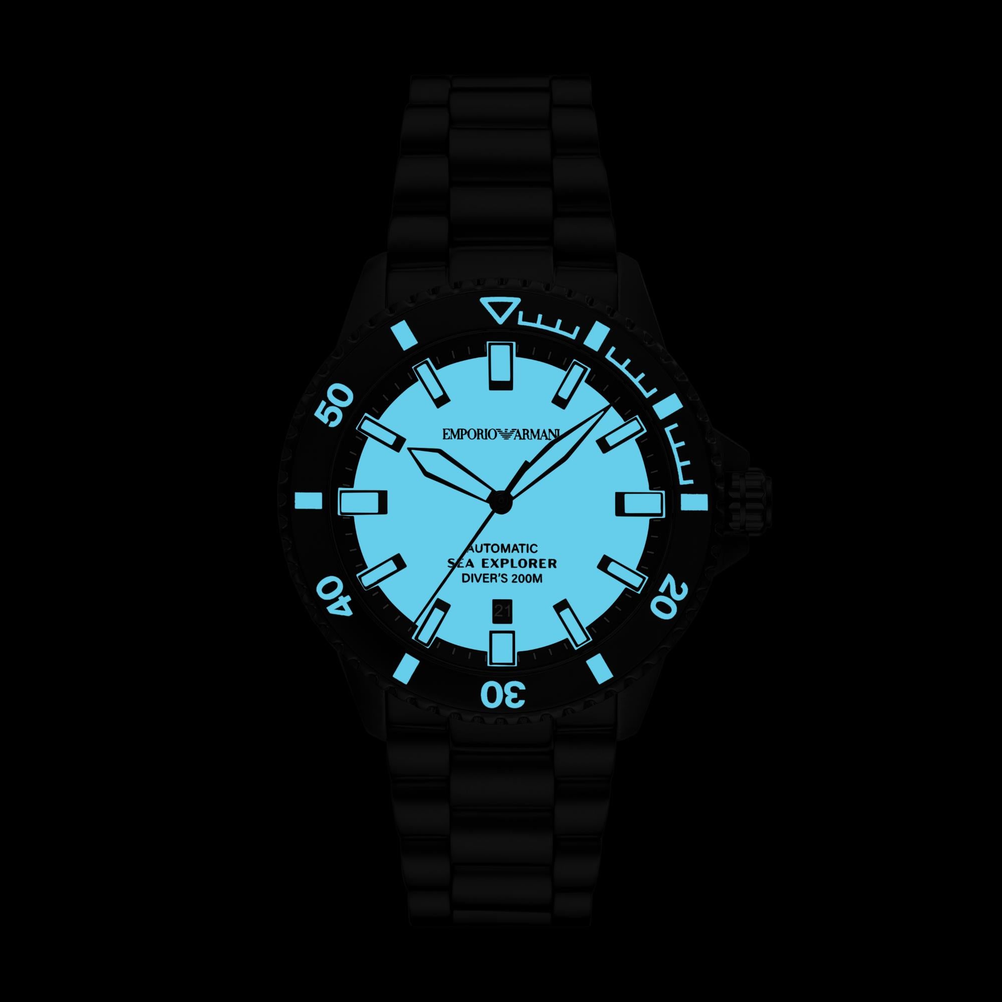 Emporio Armani Sea Explorer 42.5mm Blue Dial Steel Mens Automatic Watch AR60084