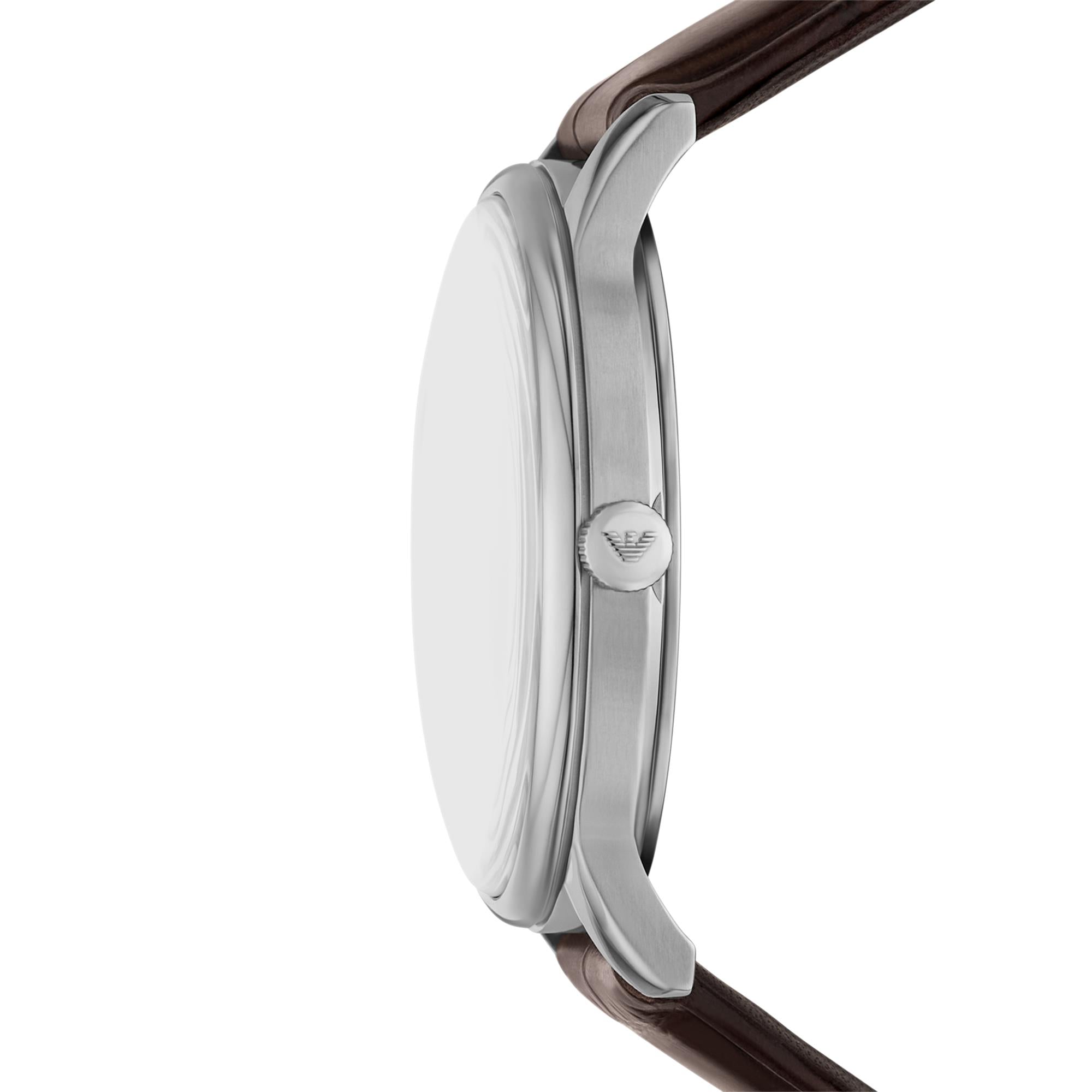 Emporio Armani Minimalistisch 39 mm Grünes Zifferblatt Leder Herren Quarzuhr