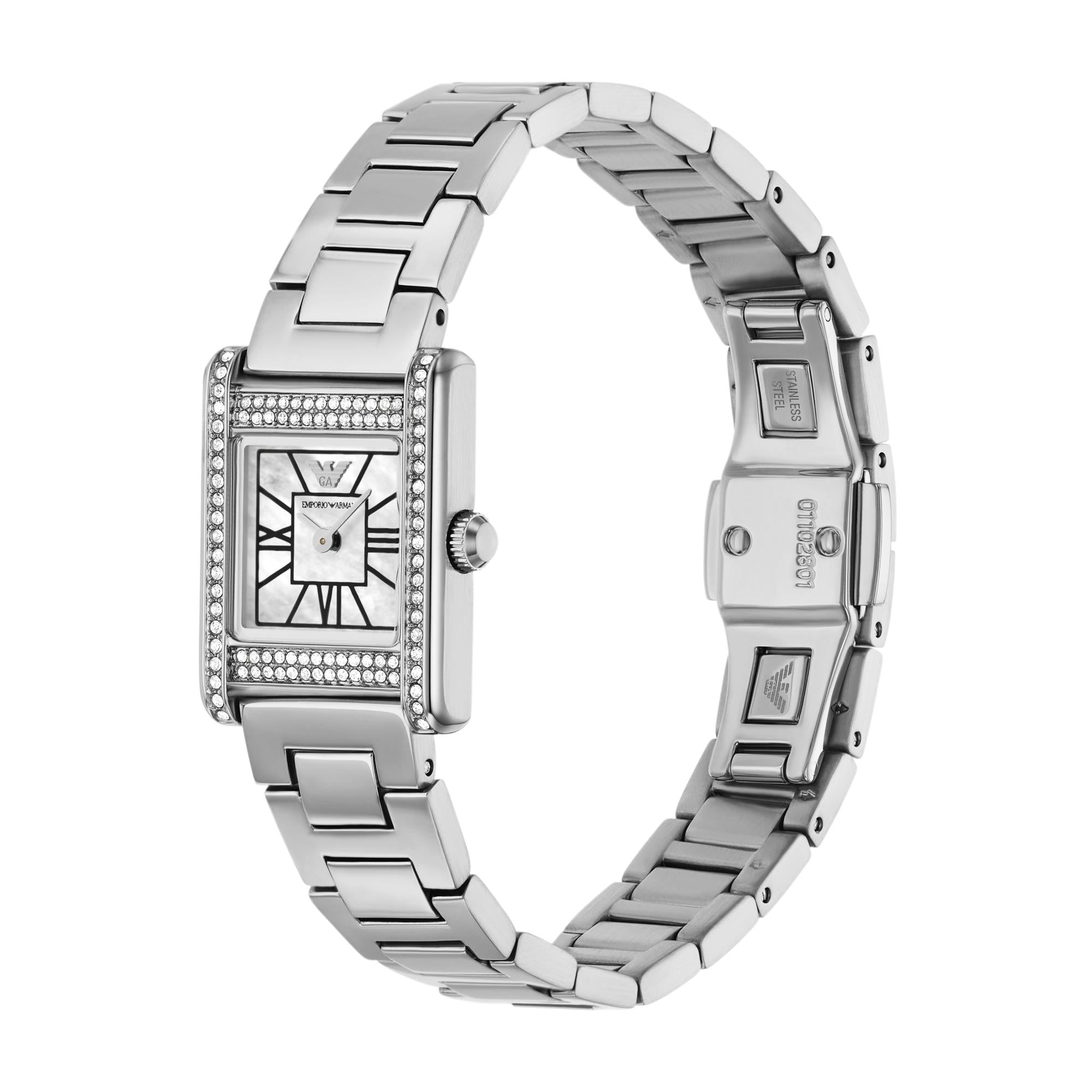 Emporio Armani Genni 20mm Mother of Pearl Dial Steel Ladies Quartz Watch AR11662