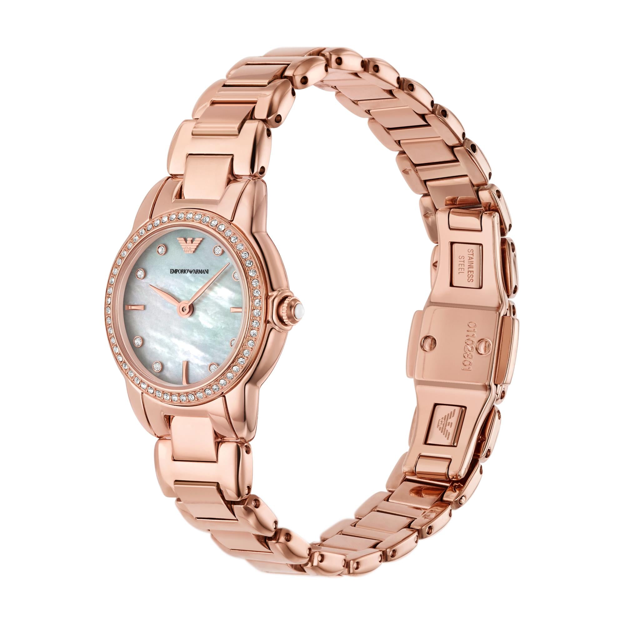 Emporio Armani Mia 26mm Perlmutt Zifferblatt Stahl Damen Quarz Uhr AR11671