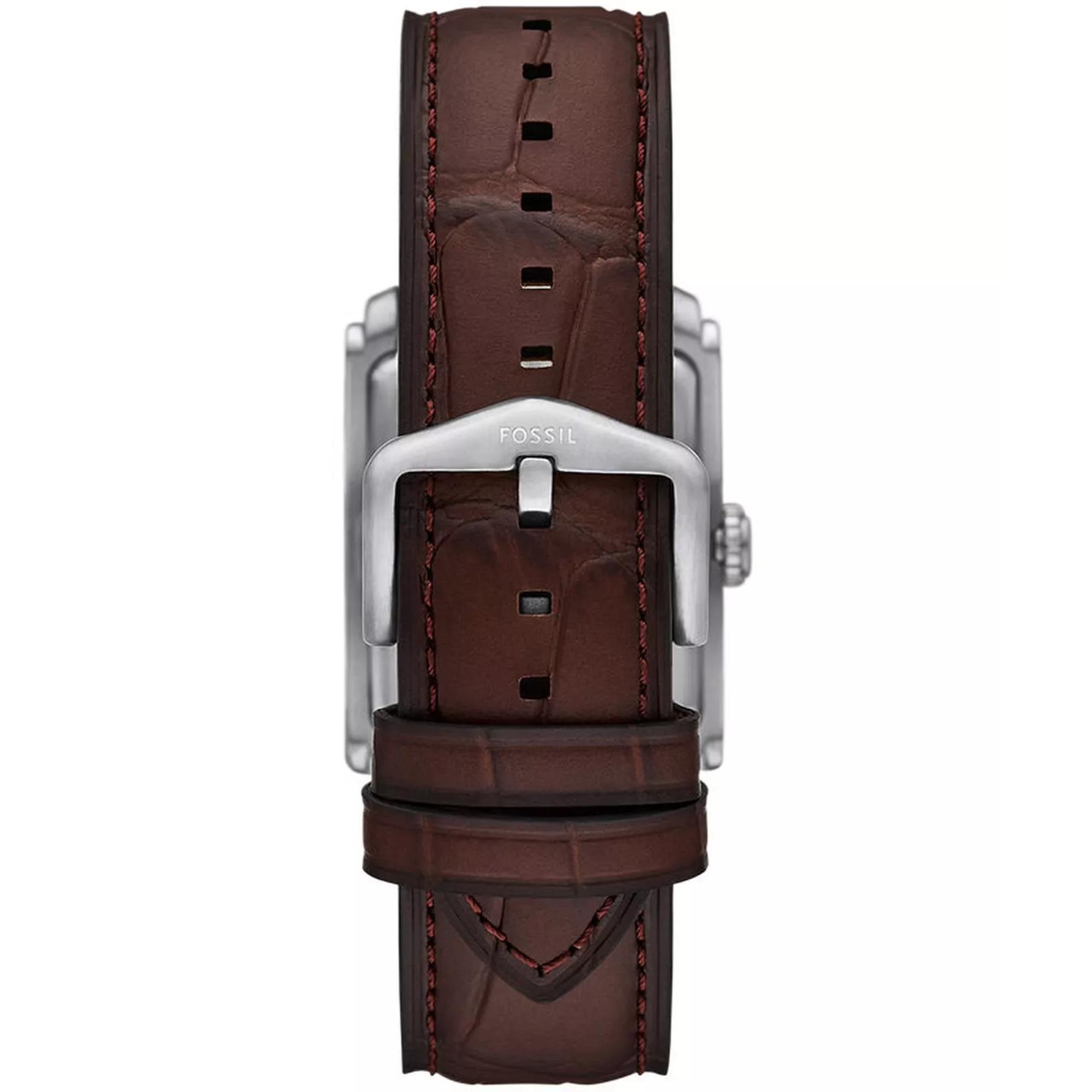 Fossil Carraway 30mm Quarzuhr mit blauem Zifferblatt und Lederarmband für Herren FS6110