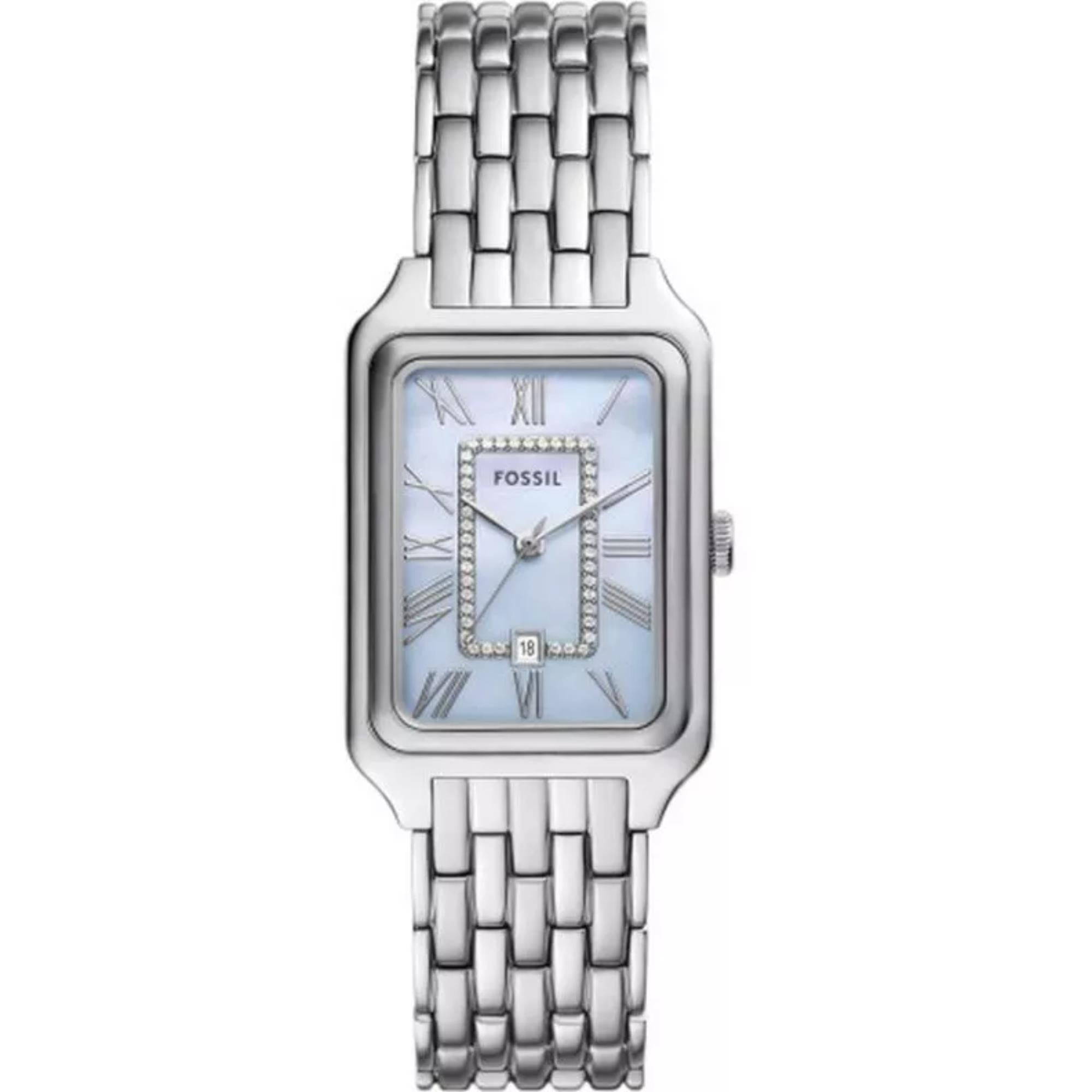 Fossil Raquel 26mm Perlmutt Zifferblatt Stahl Damen Quarz Uhr ES5402