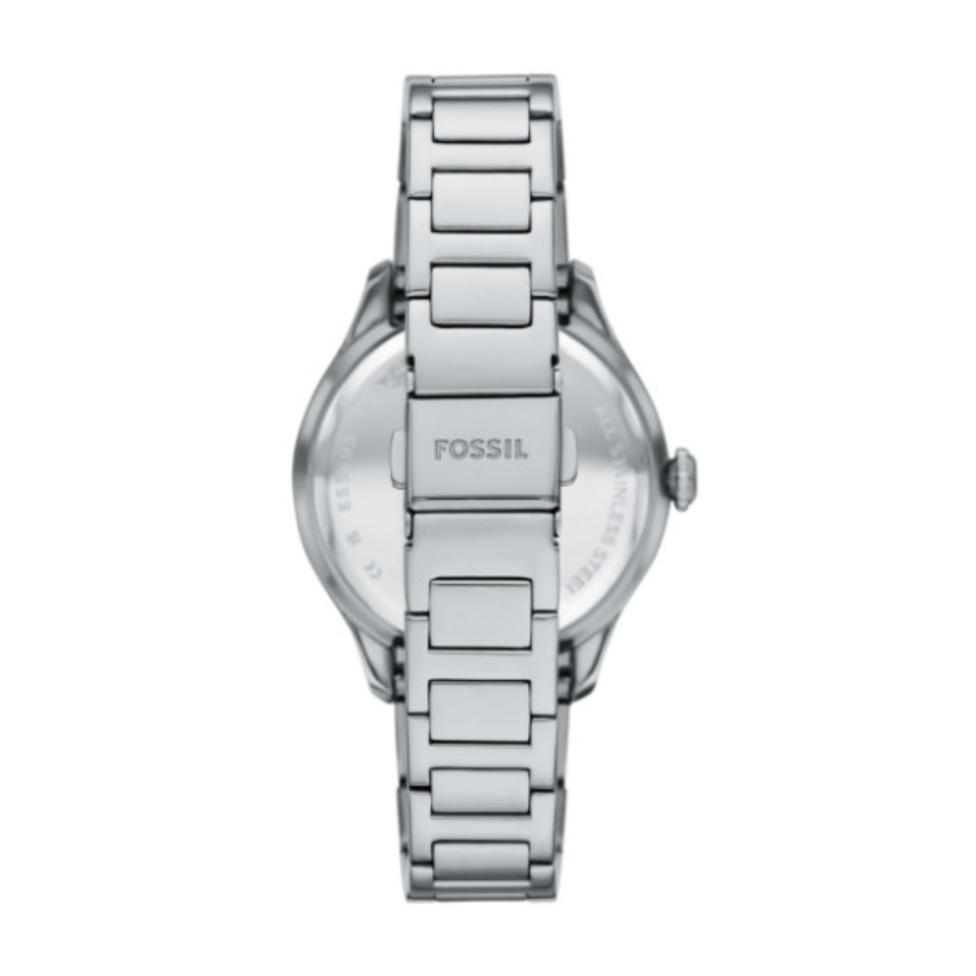Fossil Gilmore 38mm Silbernes Zifferblatt Stahl Damen Quarz Uhr ES5393