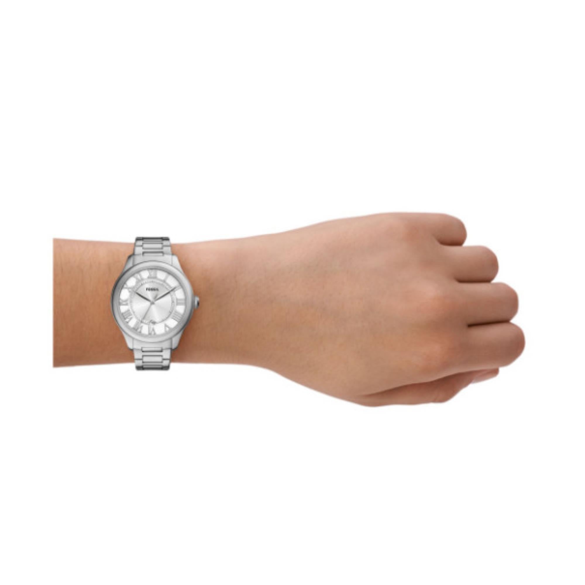 Fossil Gilmore 38mm Silbernes Zifferblatt Stahl Damen Quarz Uhr ES5393